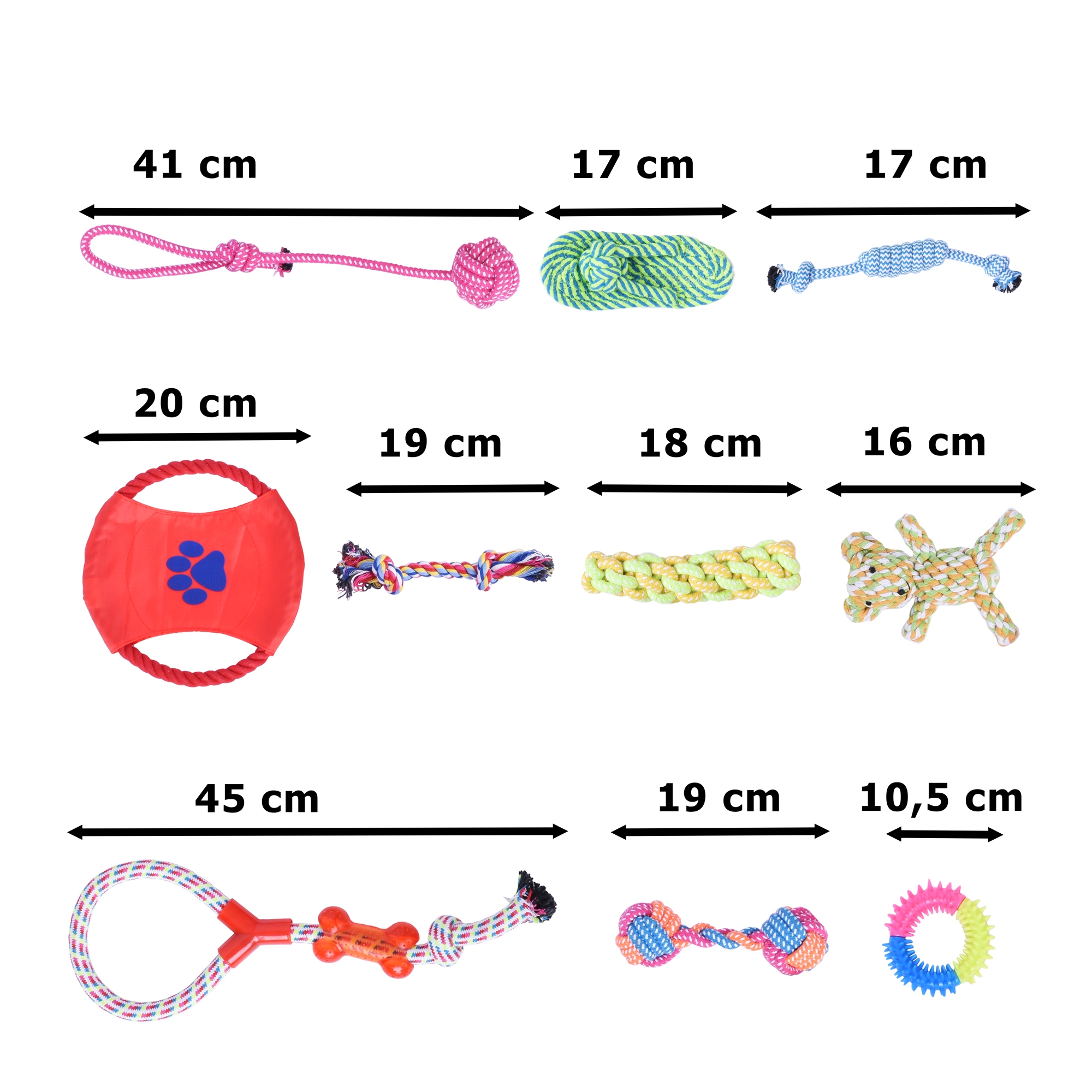 Zestaw 10 zabawek dla psa DYLAN szarpaki - obrazek 2