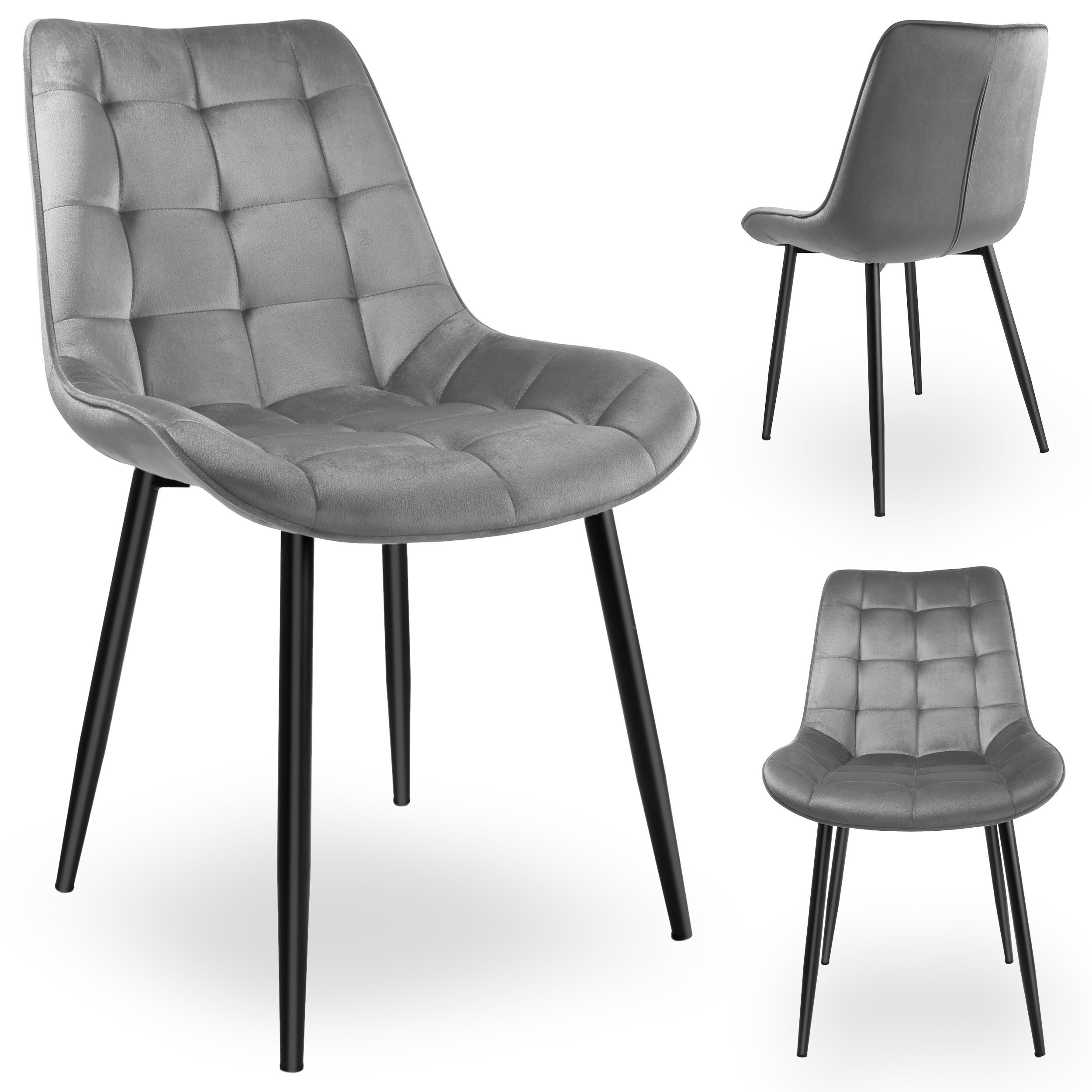 Krzesło welurowe NORMAN Velvet grafitowe