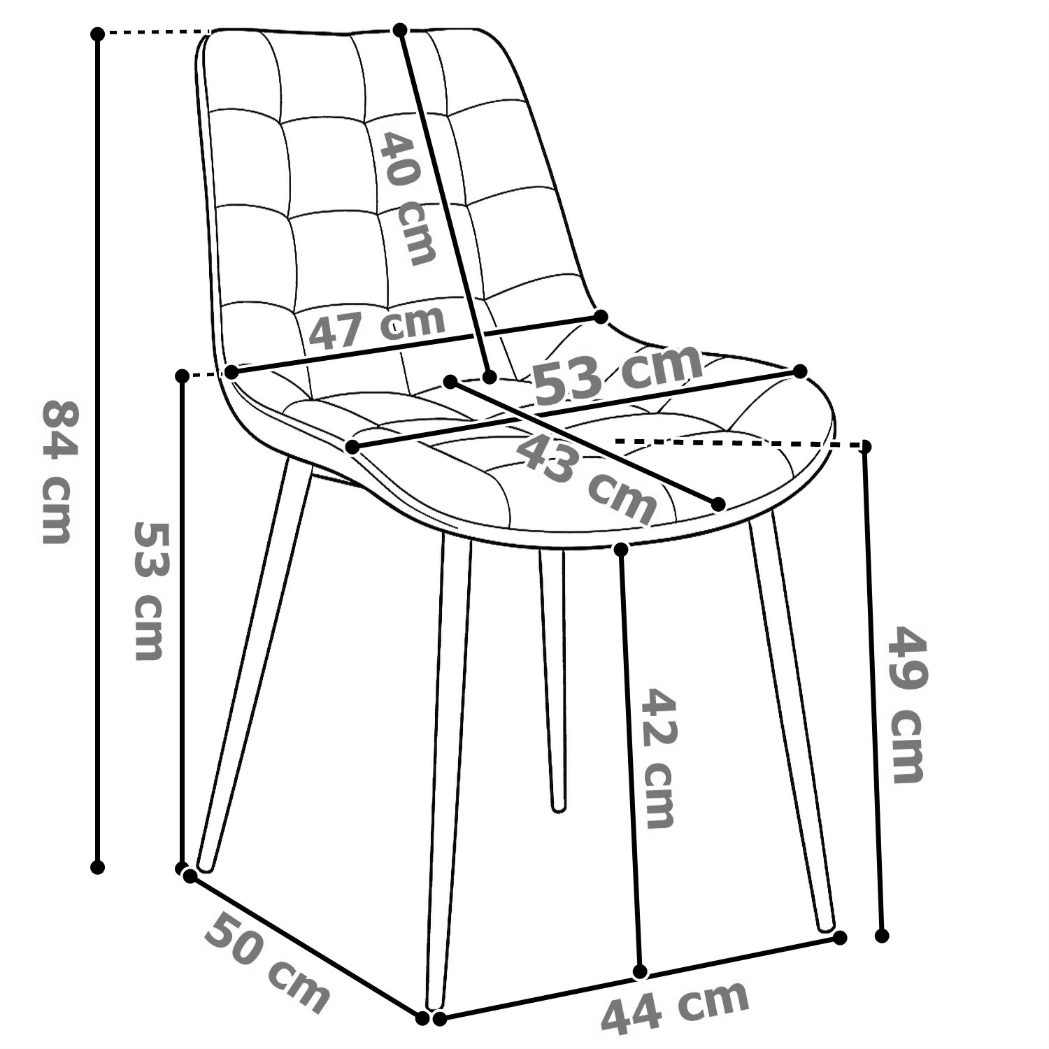 Krzesło welurowe NORMAN Velvet grafitowe - obrazek 4