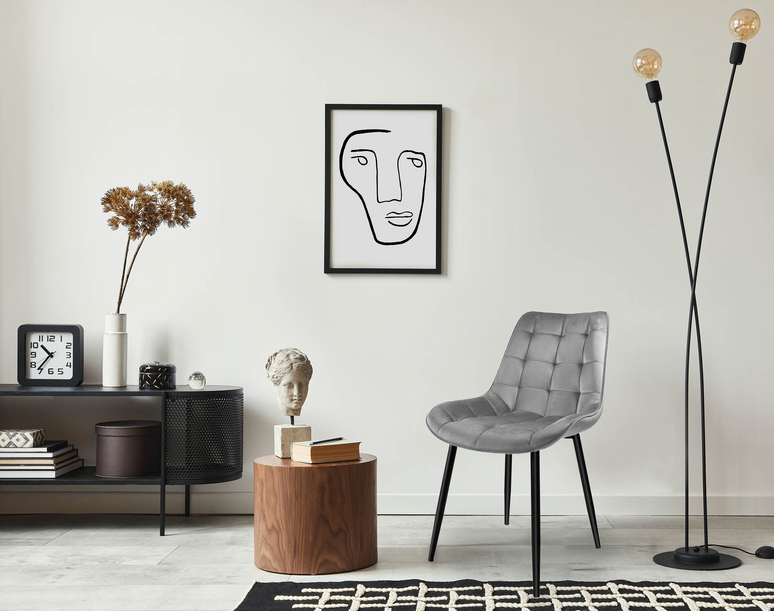 Krzesło welurowe NORMAN Velvet grafitowe - obrazek 3