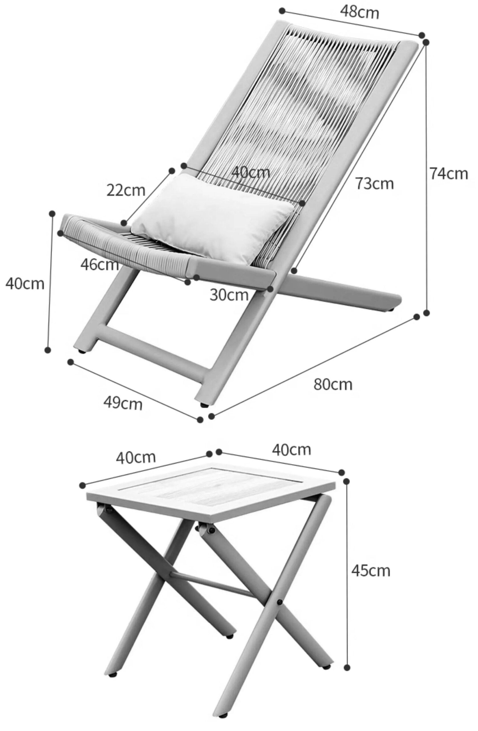 Zestaw mebli tarasowych CHILL SAND leżaki i stolik - obrazek 2