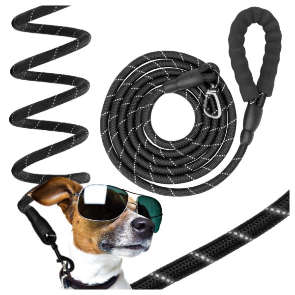 Mocna smycz dla psa treningowa odblaskowa KOBE 3m czarna