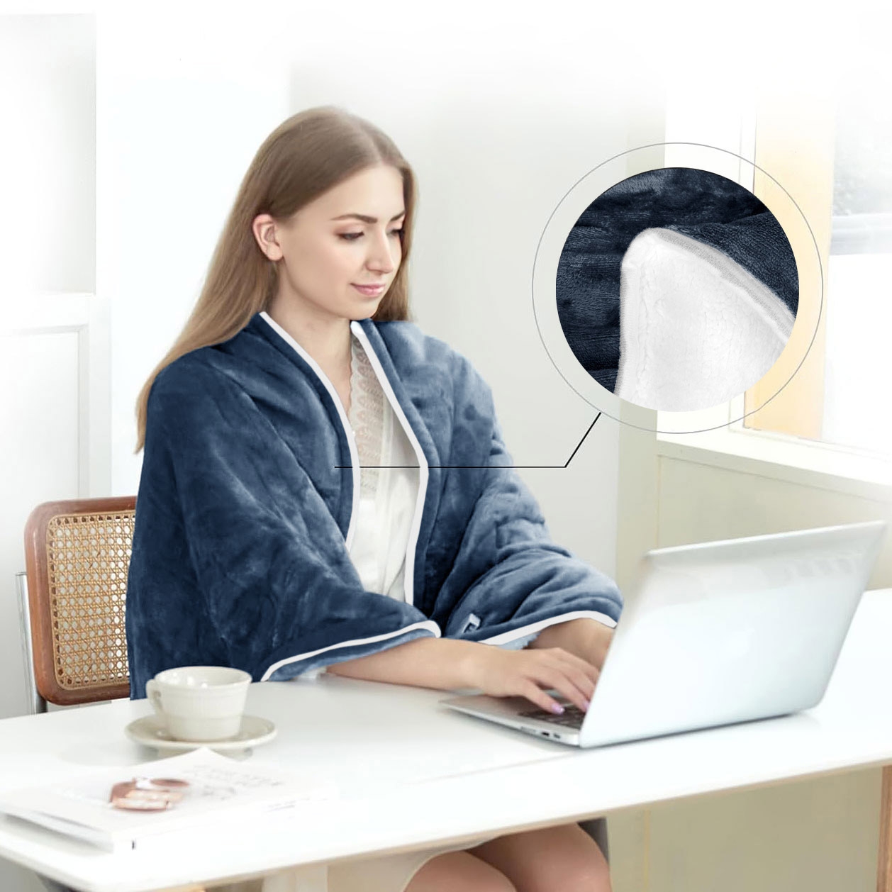 Koc elektryczny grzewczy FRODO niebieski 180x160 cm - obrazek 2