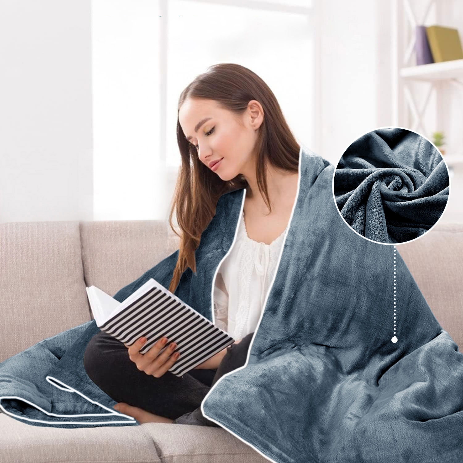 Koc elektryczny grzewczy FRODO niebieski 180x160 cm - obrazek 7