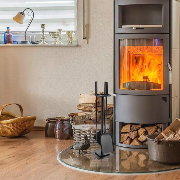 Zestaw kominkowy stojak z akcesoriami kominkowymi MEDAN 4w1 - obrazek 2