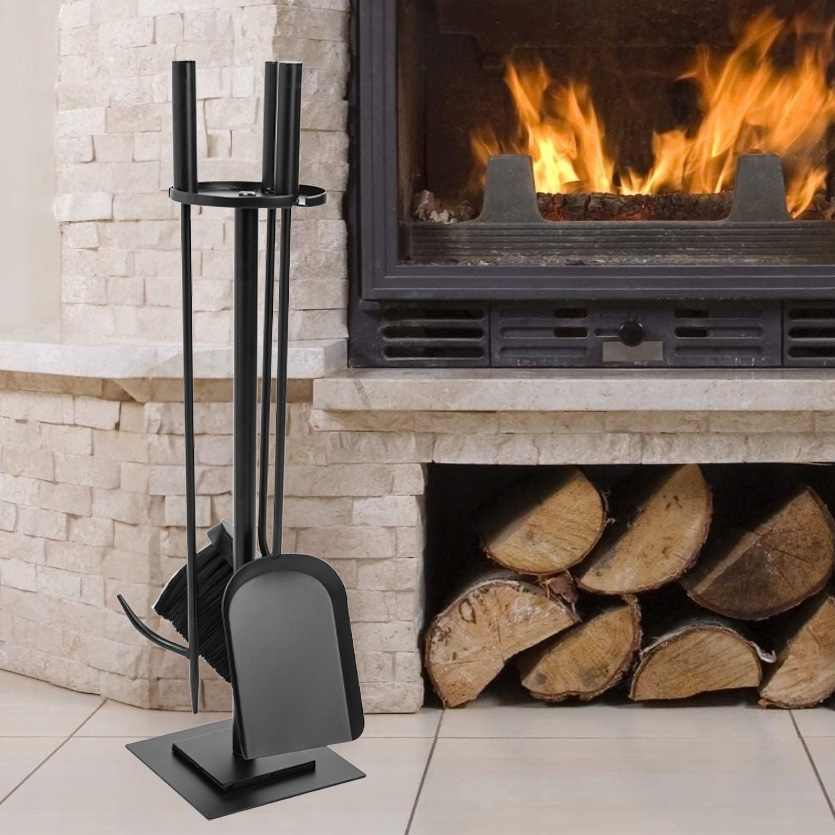 Zestaw kominkowy stojak z akcesoriami kominkowymi MEDAN 4w1 - obrazek 4