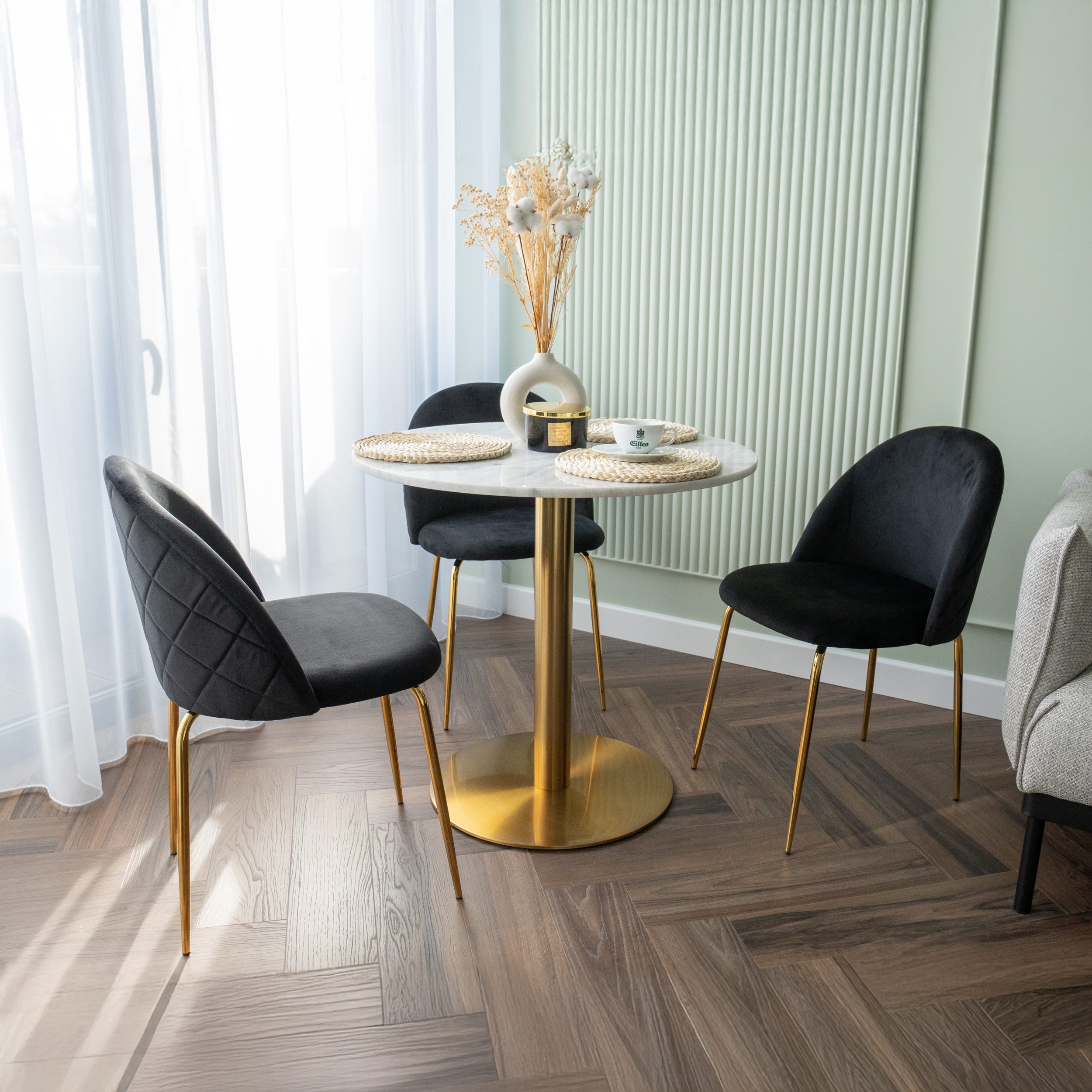 Krzesło welurowe Fargo Gold Velvet czarne - obrazek 3