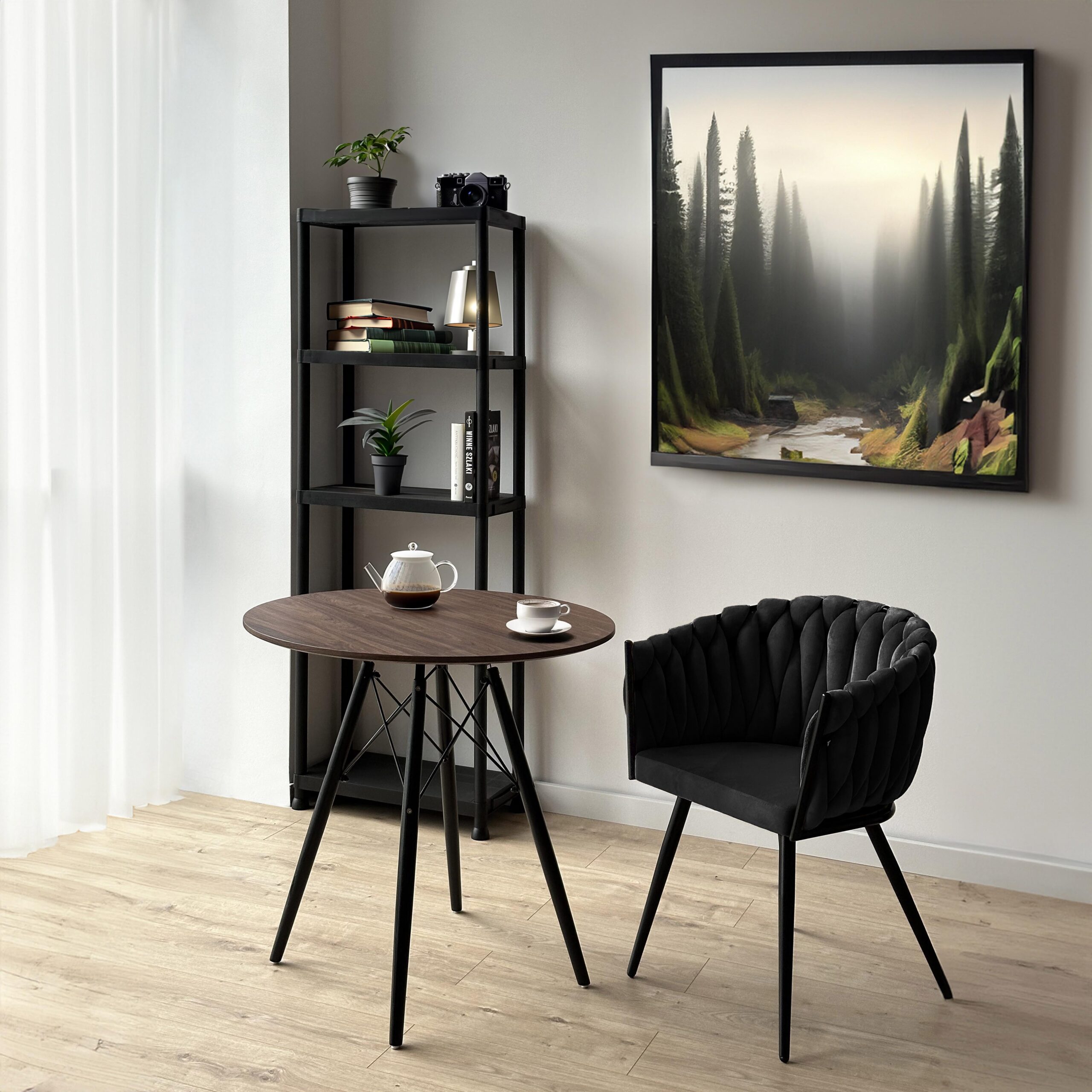 Krzesło welurowe plecione ASTON VELVET czarne - obrazek 4