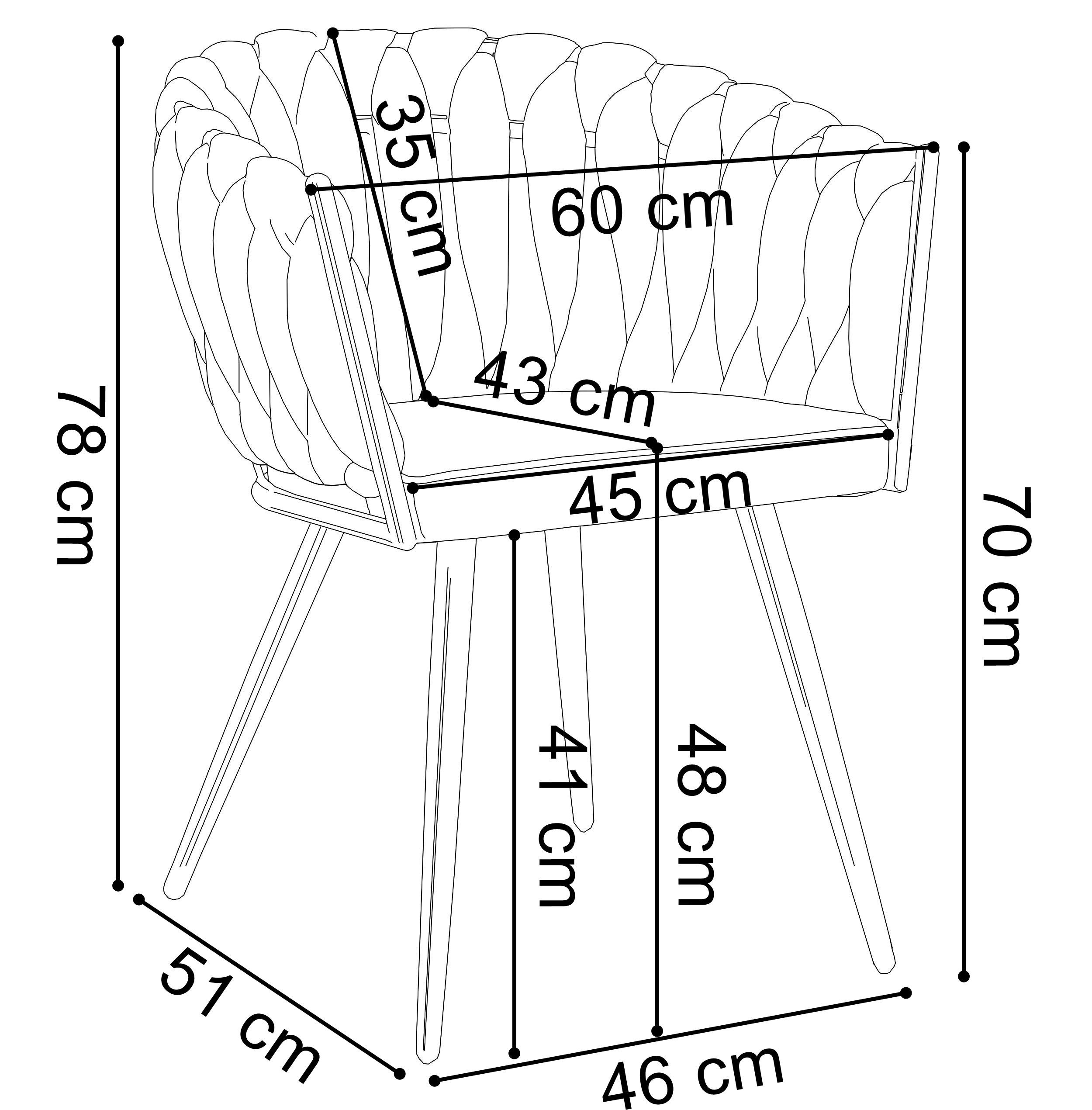 Krzesło welurowe plecione ASTON VELVET beżowe - obrazek 4