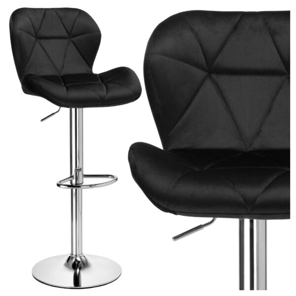 Hoker barowy Gordon chromowany czarny Velvet