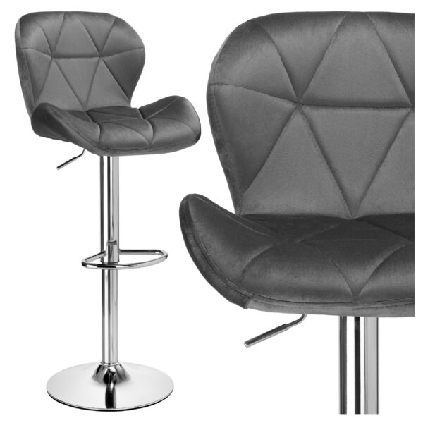 Hoker barowy Gordon chromowane grafitowe Velvet