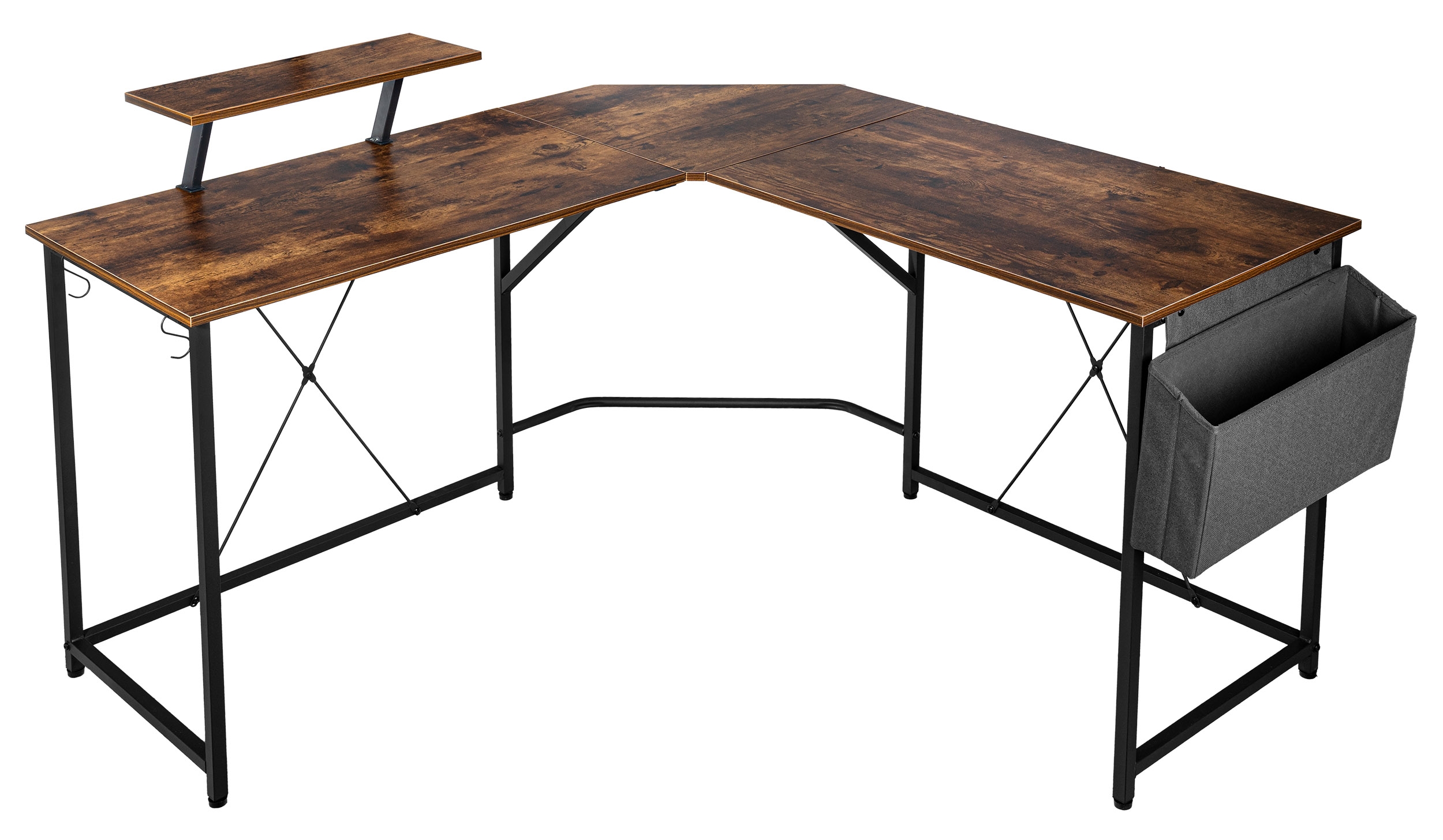 Biurko narożne z nadstawką AMORA RUSTIC - obrazek 6