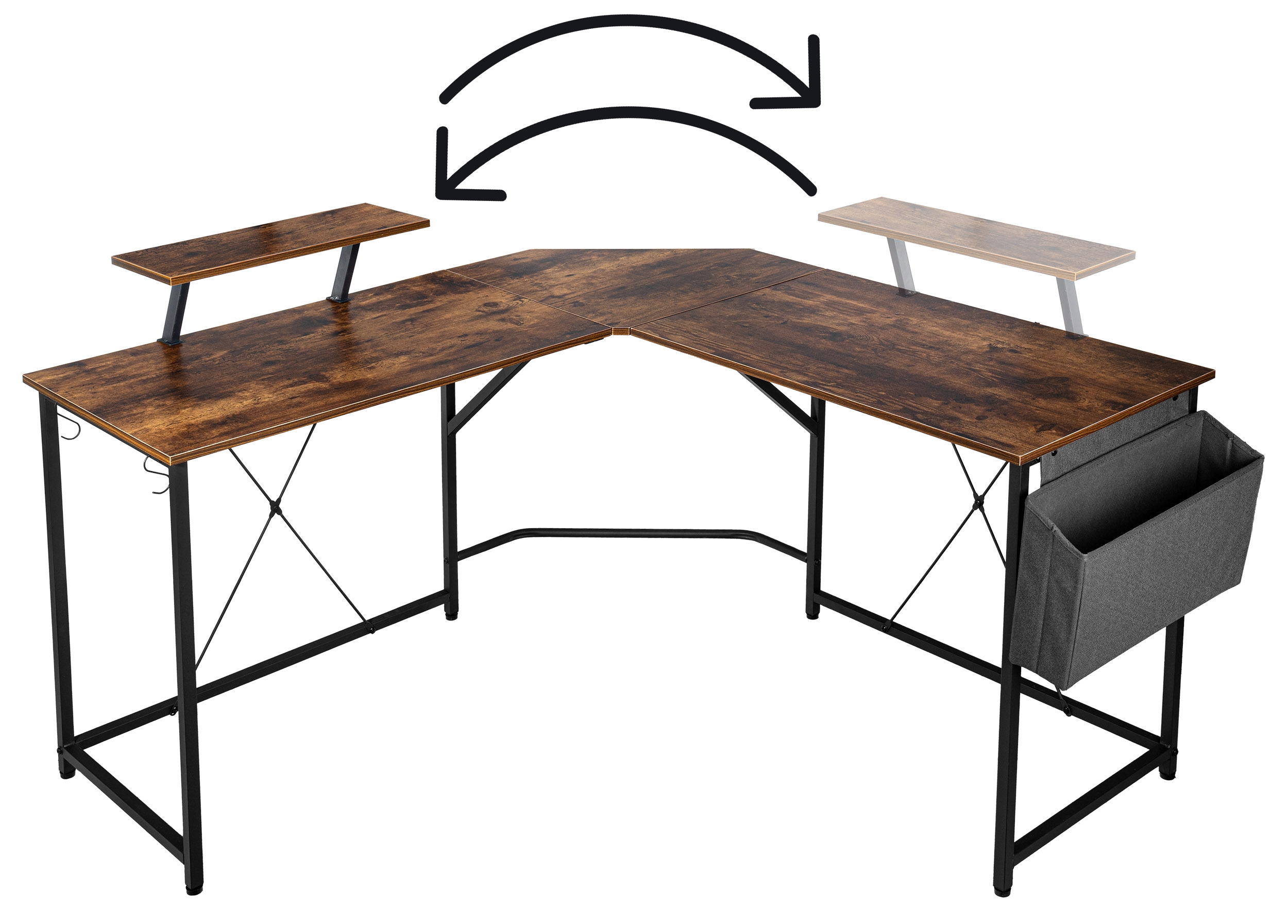 Biurko narożne z nadstawką AMORA RUSTIC - obrazek 5