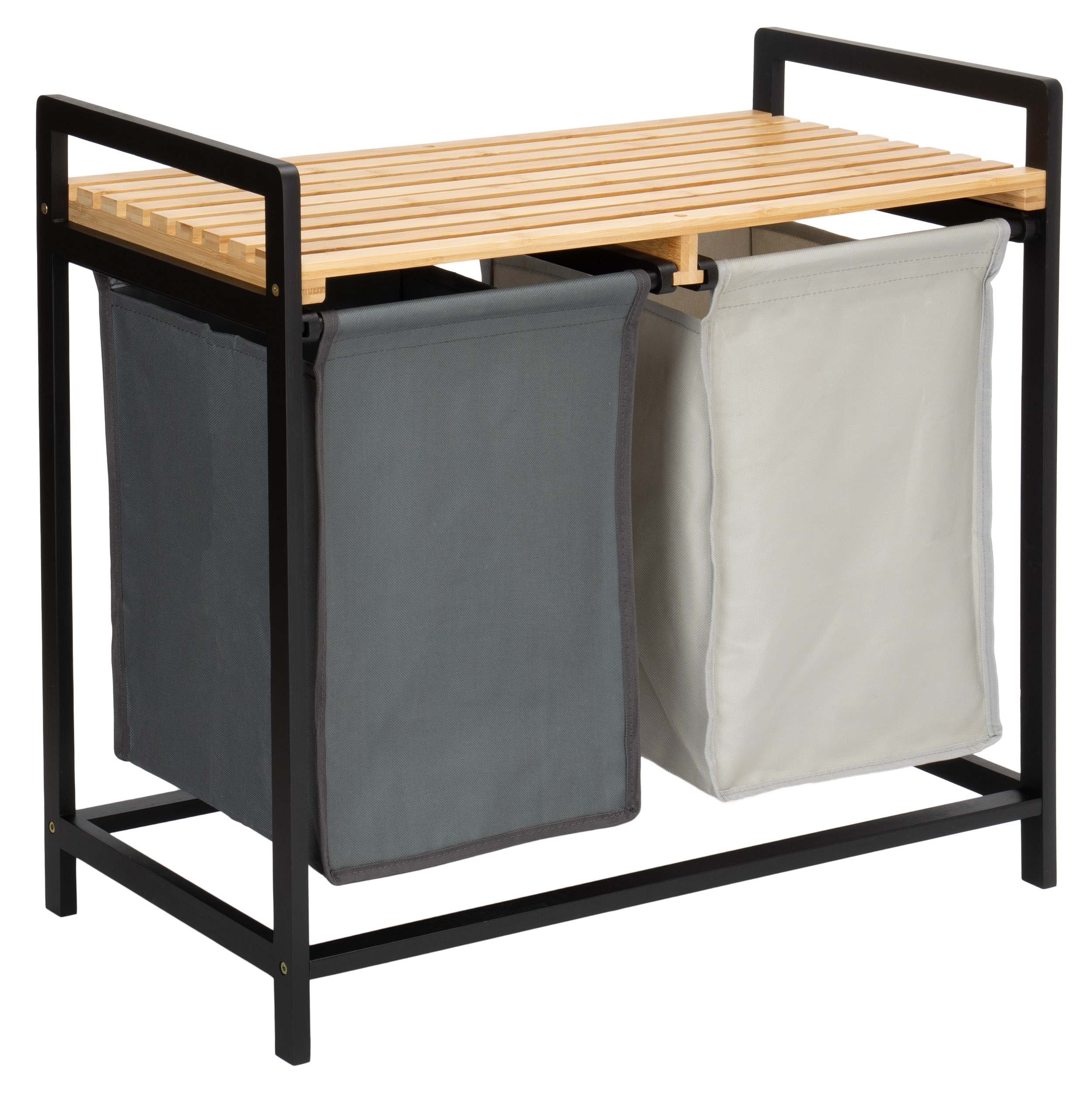 kosz na pranie lub zabawki bambusowy HANOI BLACK 2 przegrody DUO KOLOR