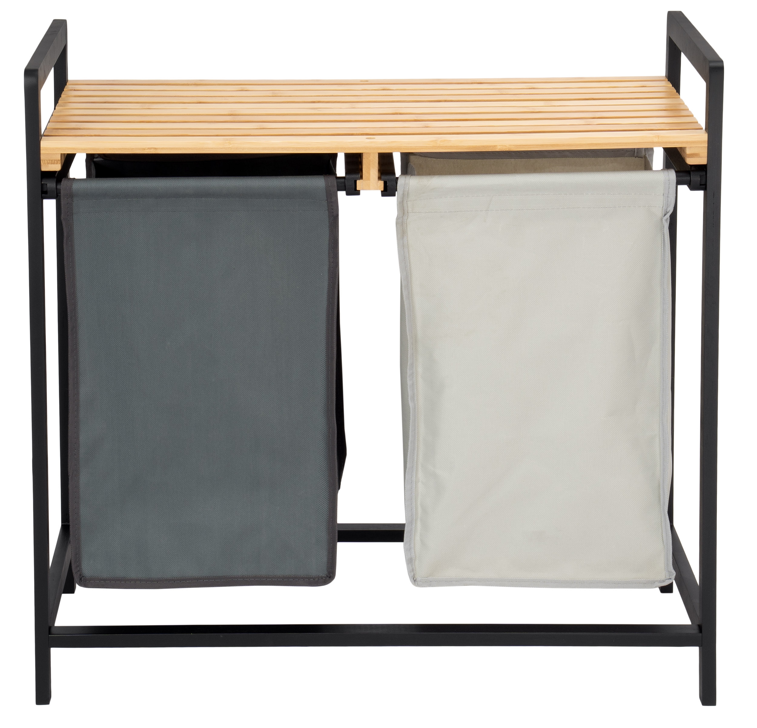 kosz na pranie lub zabawki bambusowy HANOI BLACK 2 przegrody DUO KOLOR - obrazek 5