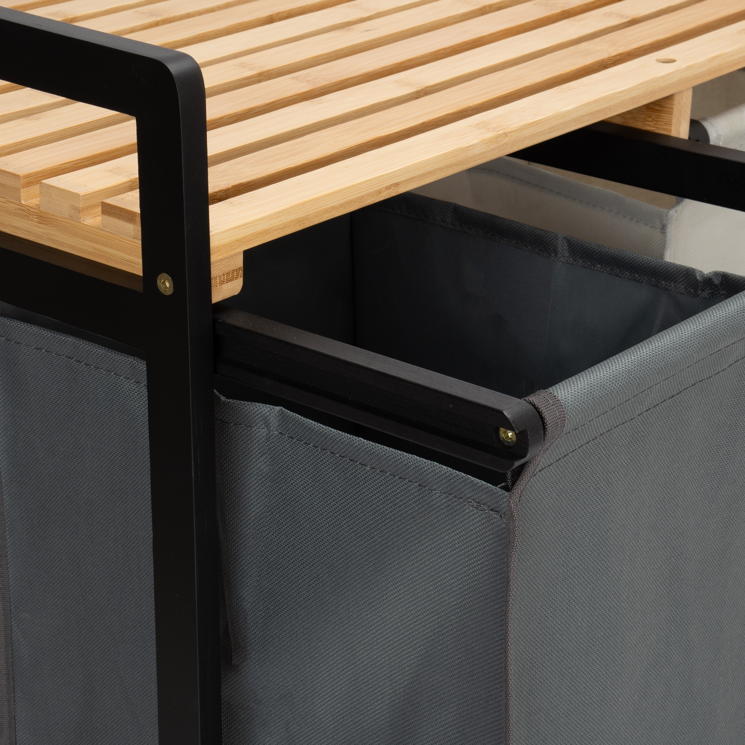 kosz na pranie lub zabawki bambusowy HANOI BLACK 2 przegrody DUO KOLOR - obrazek 8