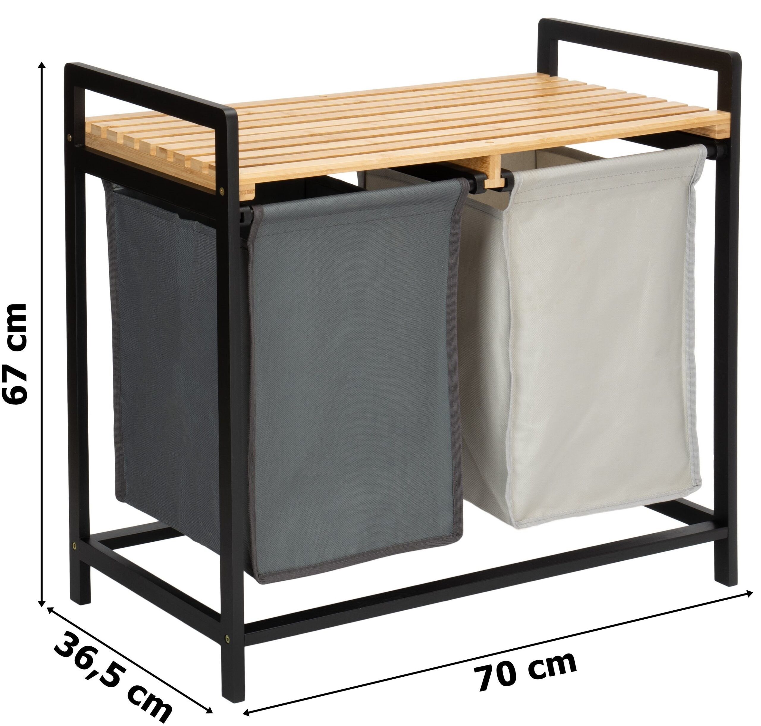 kosz na pranie lub zabawki bambusowy HANOI BLACK 2 przegrody DUO KOLOR - obrazek 2