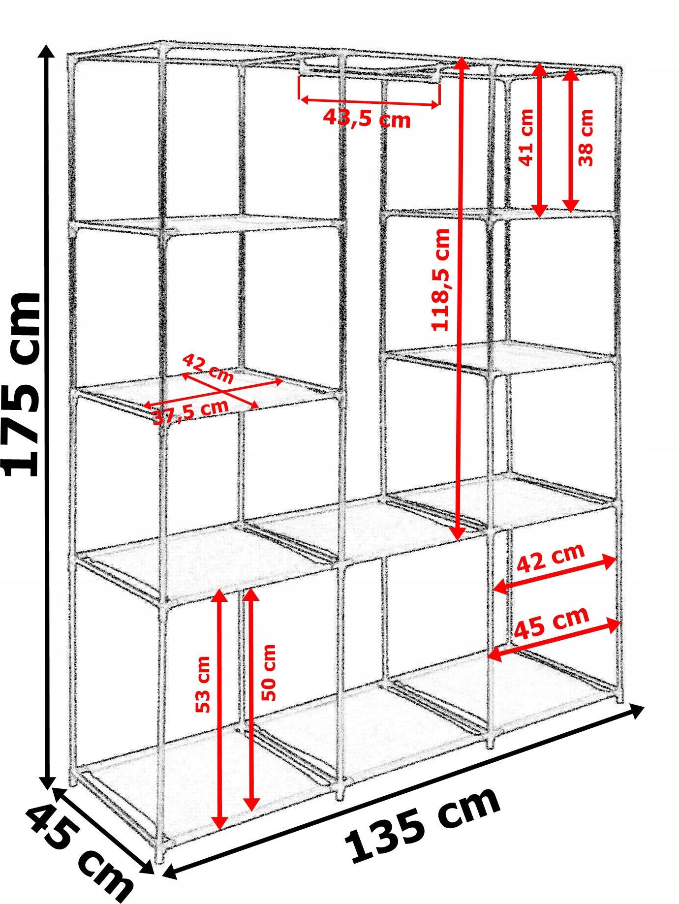 Szafa tekstylna z 10 półkami Mira Maxi antracyt - obrazek 2