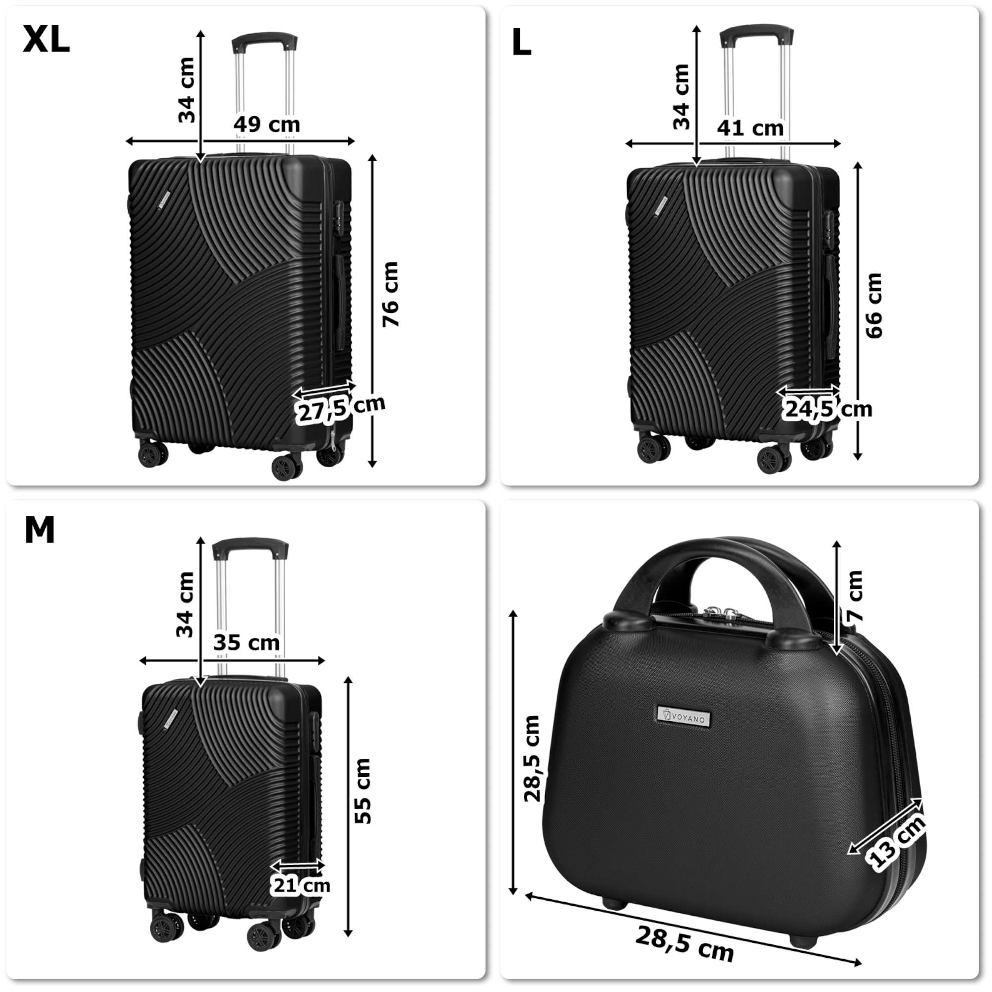Zestaw walizek podróżnych AZORES CZARNY 4w1 - obrazek 2