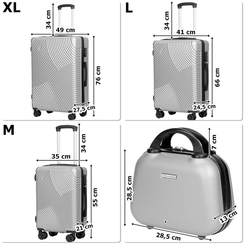 Zestaw 4 walizek podróżnych AZORES SREBRNY 4w1 - obrazek 4