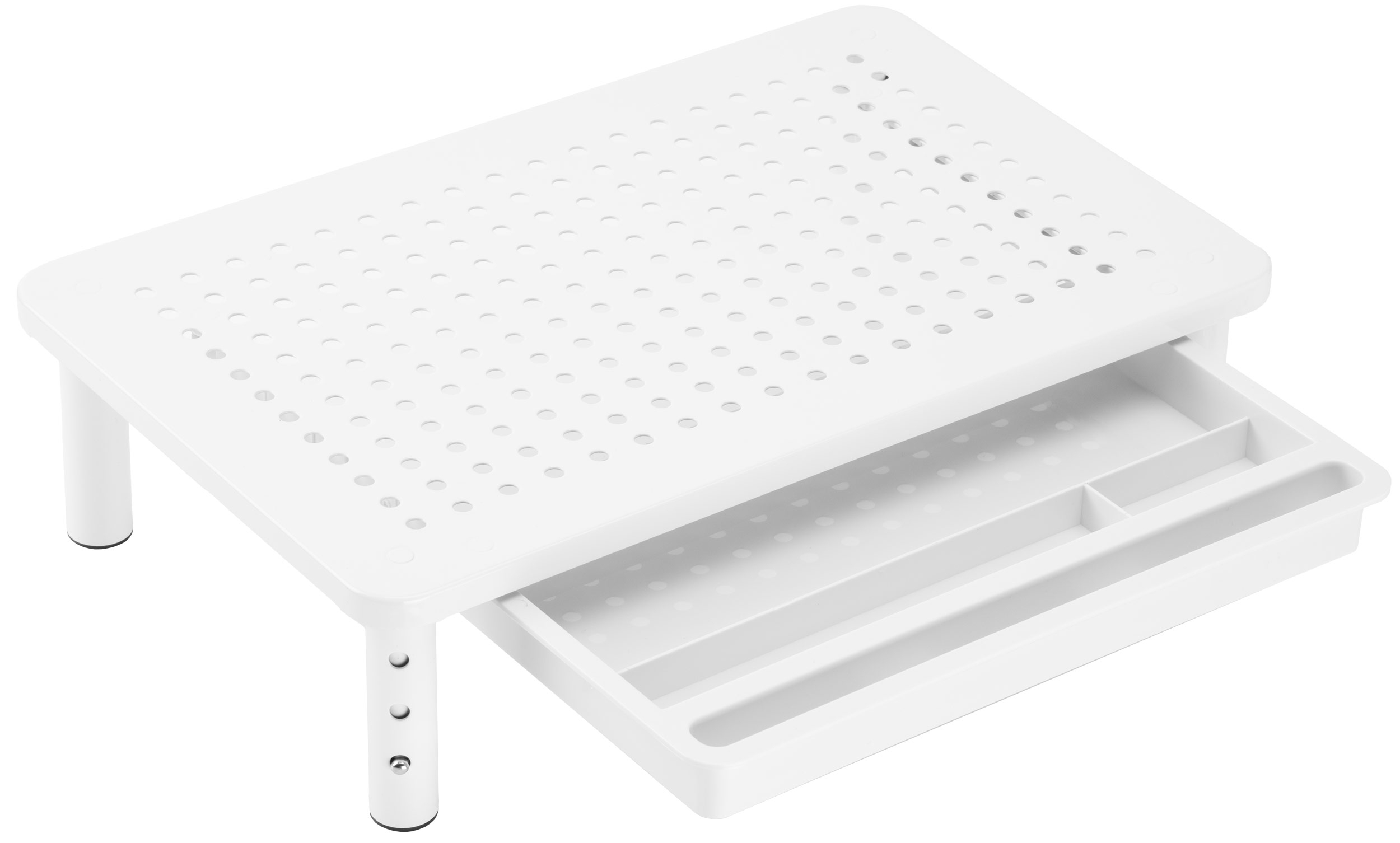 Podstawka pod monitor laptop NANKIN biała + szuflada - obrazek 2