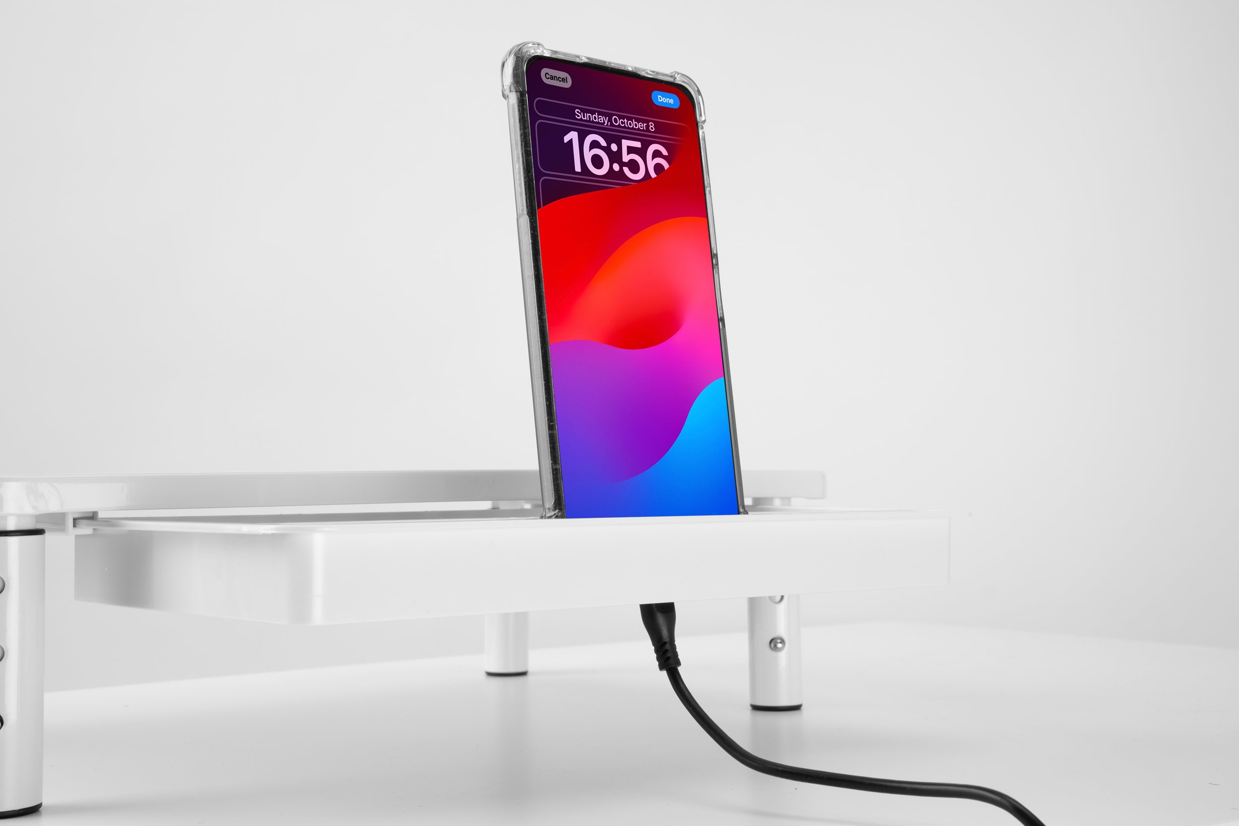 Podstawka pod monitor laptop NANKIN biała + szuflada - obrazek 5