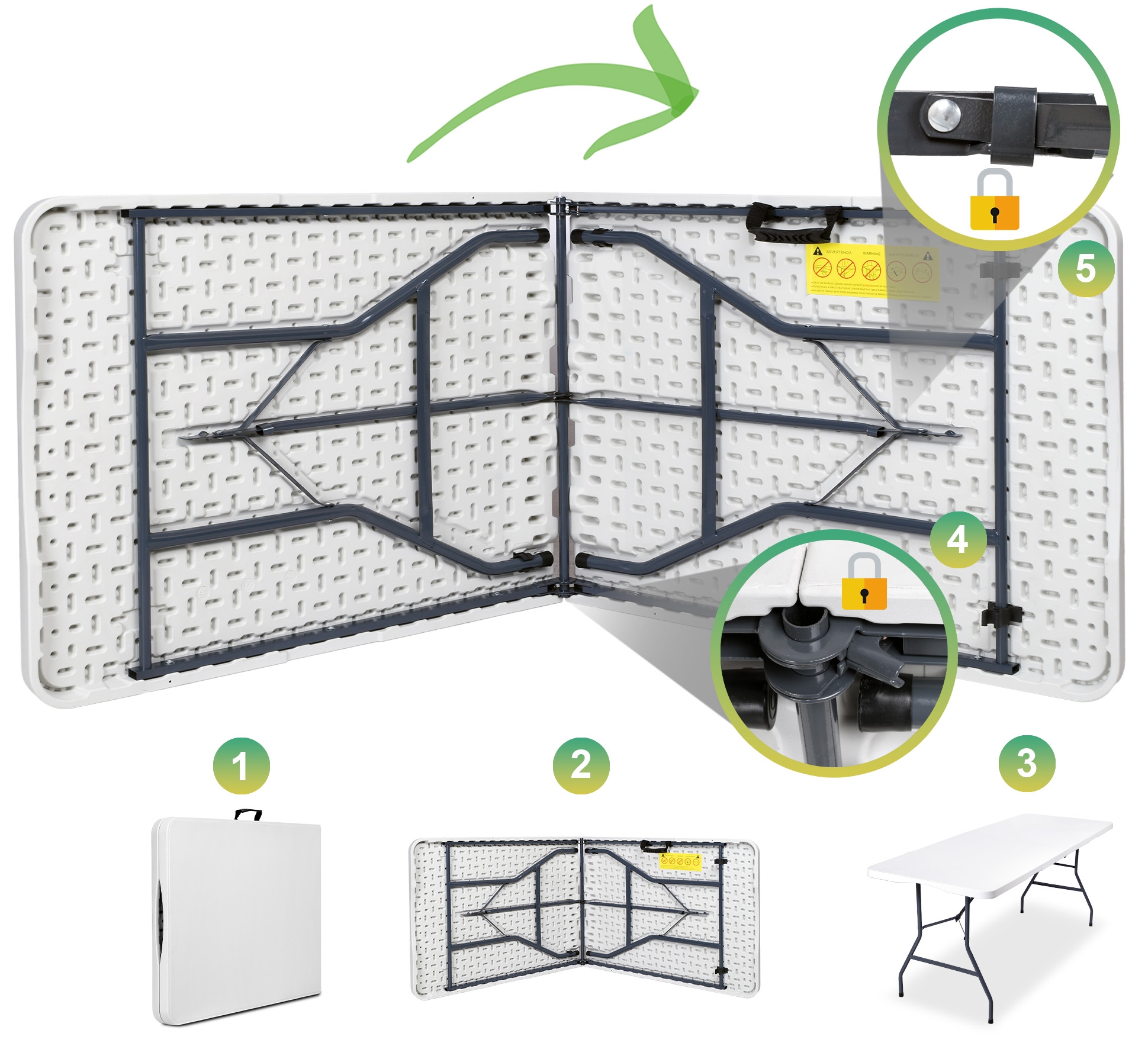 Stół cateringowy BALI WHITE składany w walizkę 180 cm biały - obrazek 3