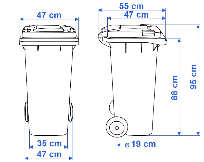 Pojemnik na odpady 120L kosz śmietnik brązowy - obrazek 2