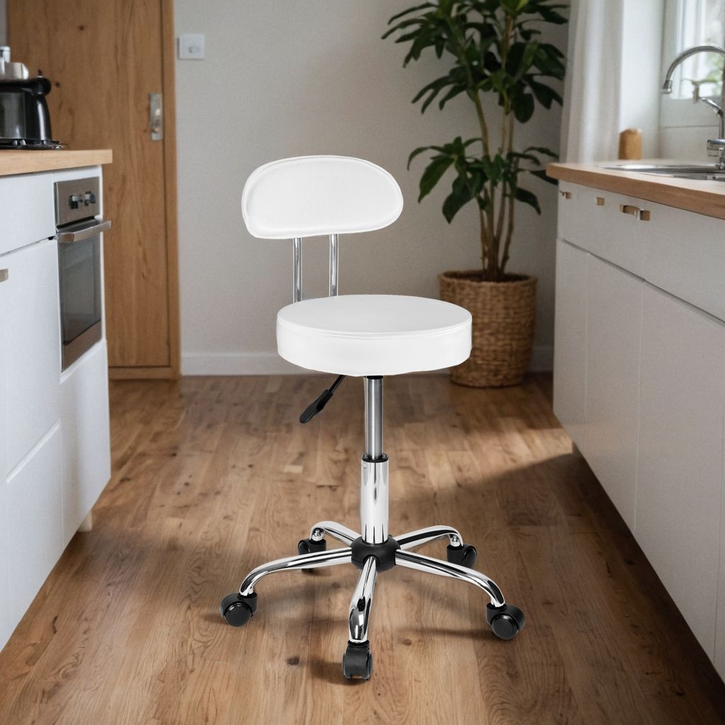 Taboret fryzjerski kosmetyczny Gamma biały - obrazek 3