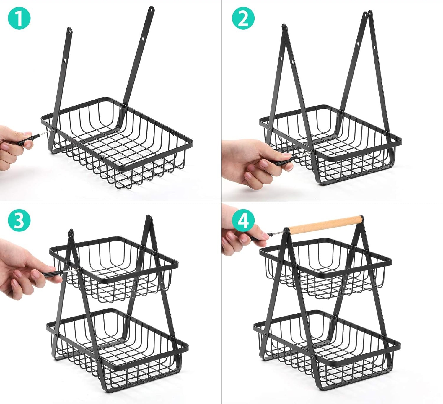 Kosz na owoce PULOS 2 poziomy czarny - obrazek 8