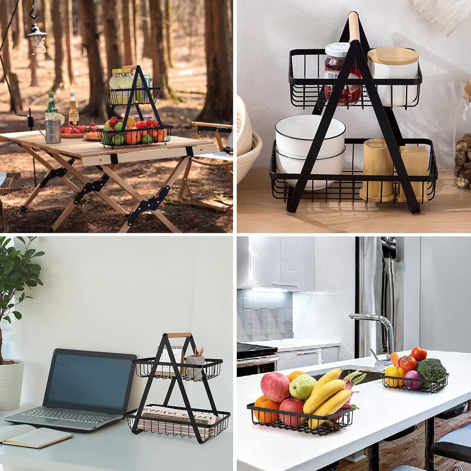 Kosz na owoce PULOS 2 poziomy czarny - obrazek 3