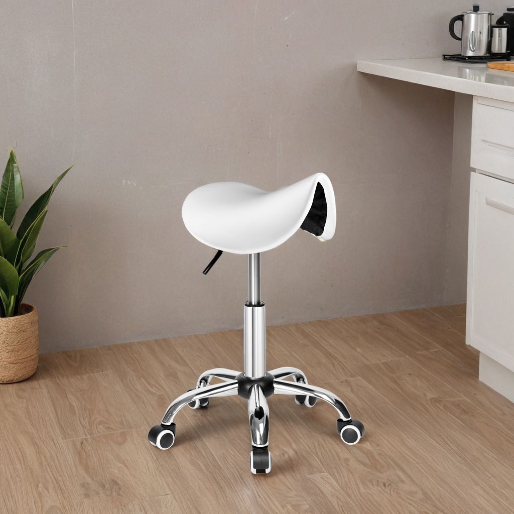 Taboret fryzjerski kosmetyczny Stratum biały - obrazek 4