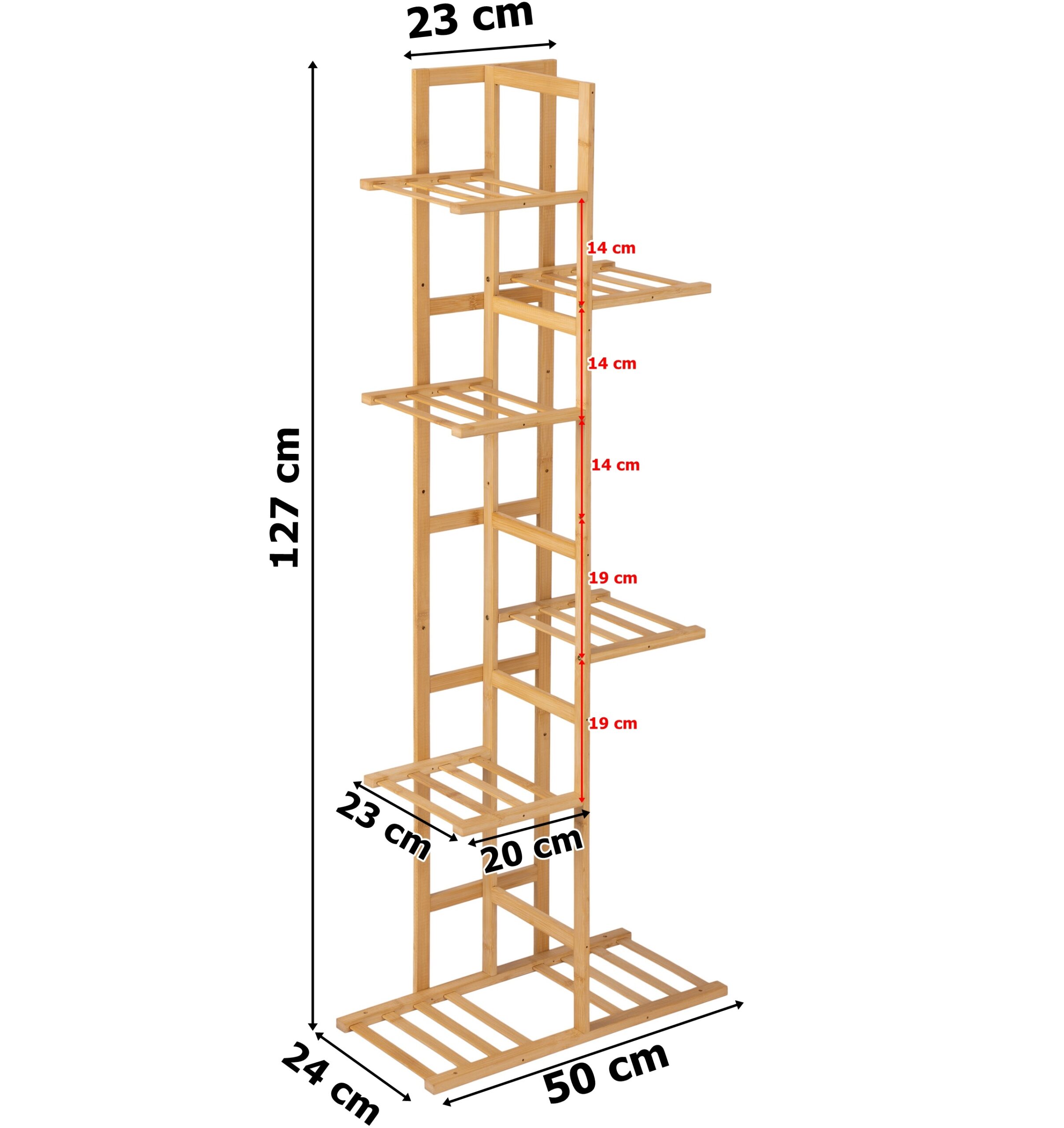 Kwietnik bambusowy HERVEL naturalny 7 półek - obrazek 7