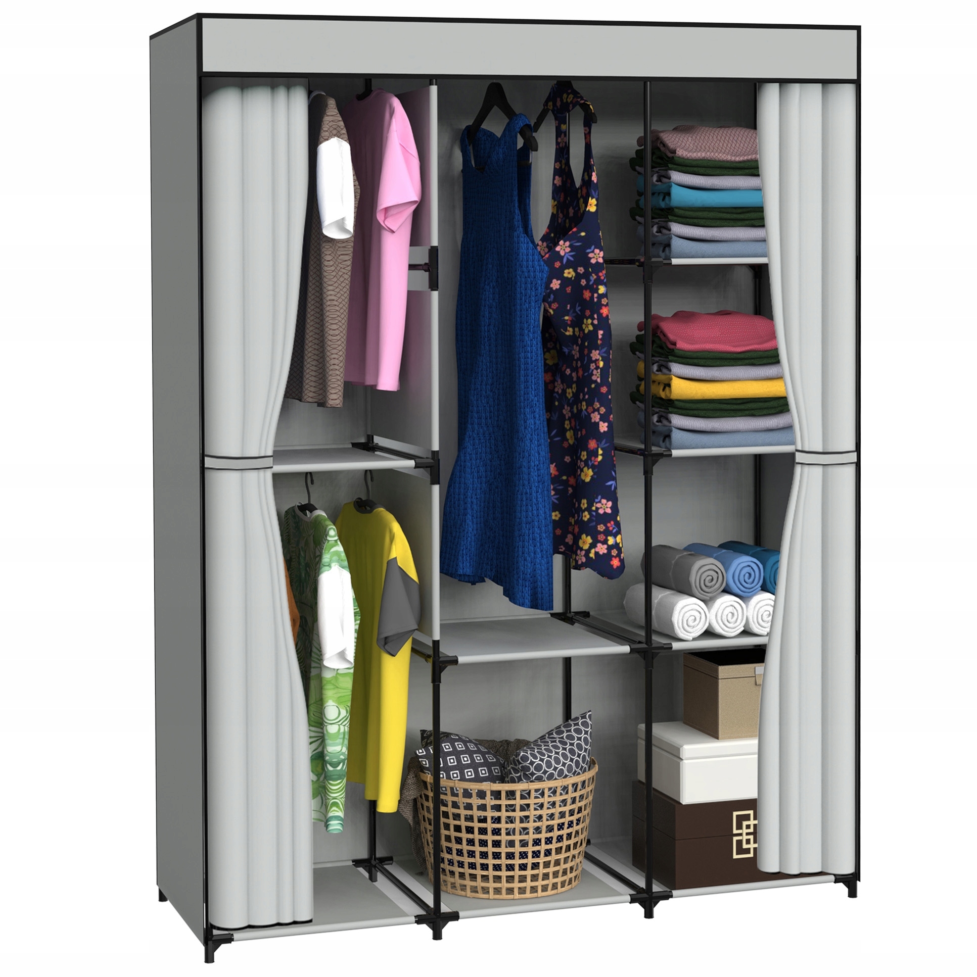 Garderoba z 8 półkami CELINA szara z kurtyną - obrazek 8