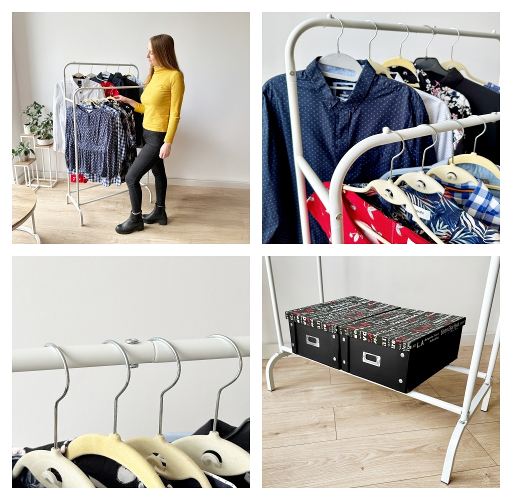 Wieszak stojący podwójny BAGRUS biały - obrazek 3