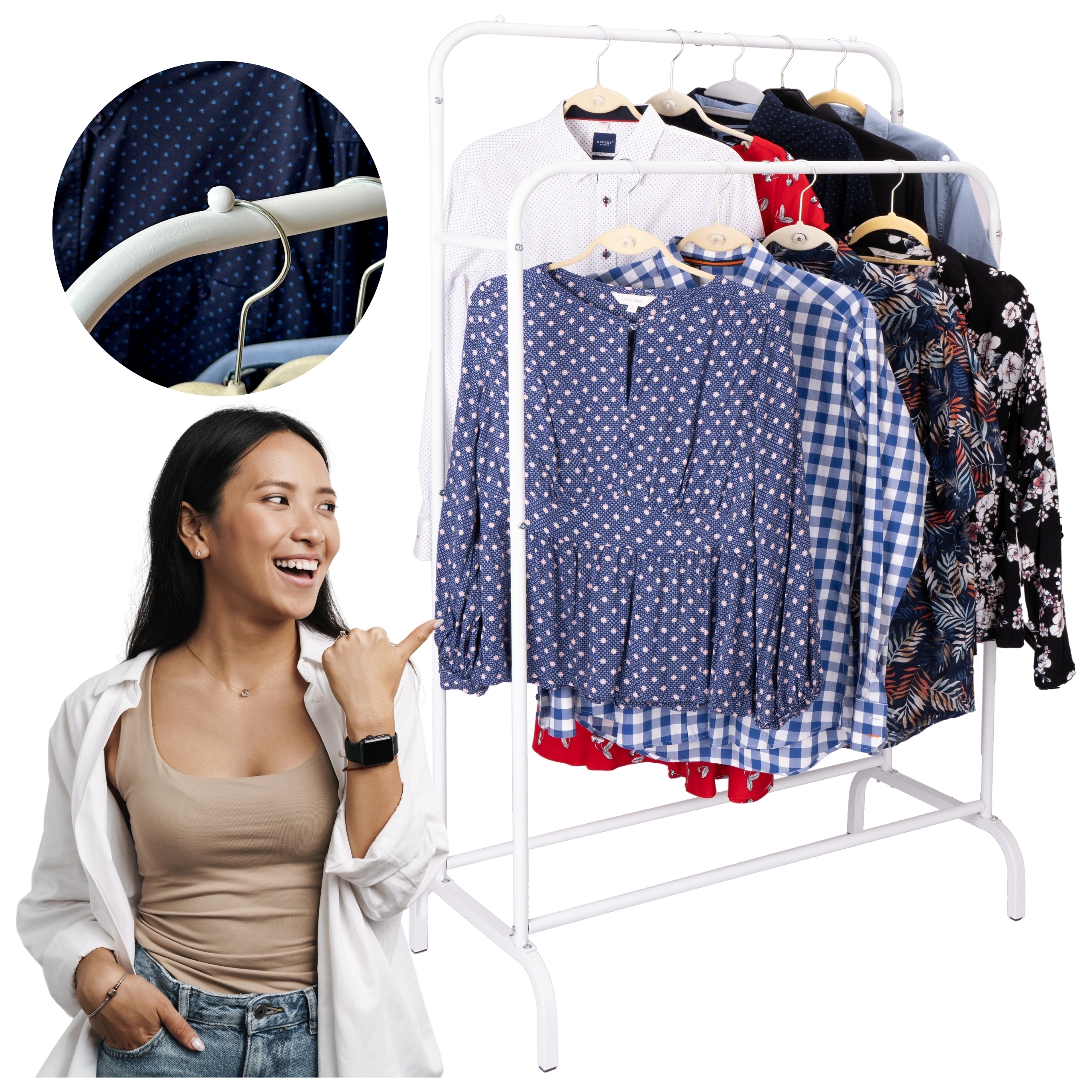 Wieszak stojący podwójny BAGRUS biały - obrazek 5