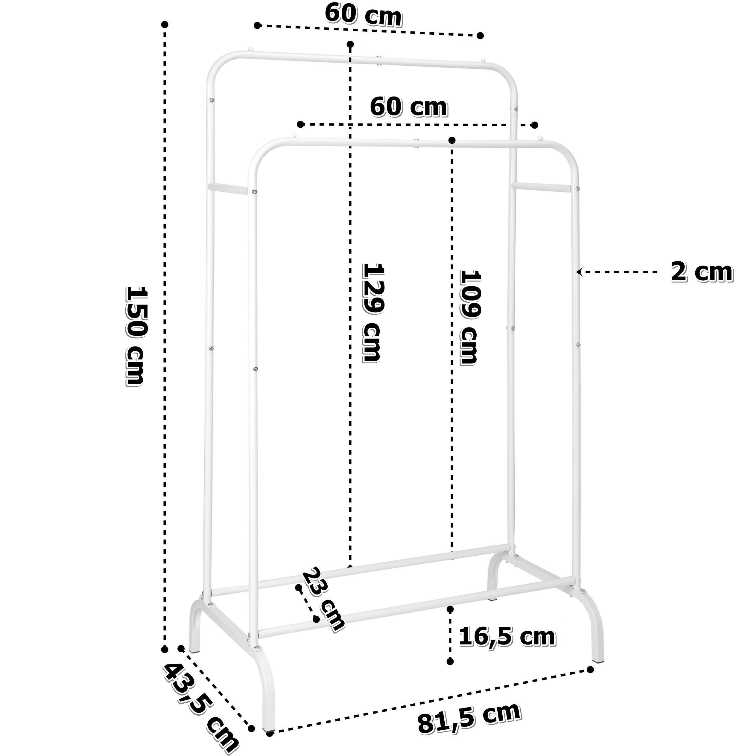 Wieszak stojący podwójny BAGRUS biały - obrazek 2