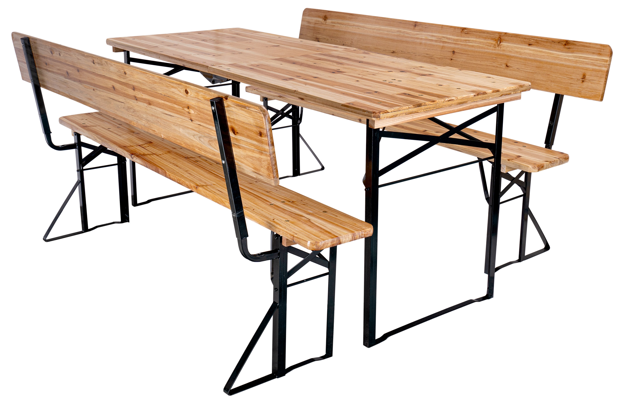 Zestaw ogrodowy stalowo-drewniany PORTER 170 cm stół+ 2 ławki - obrazek 7