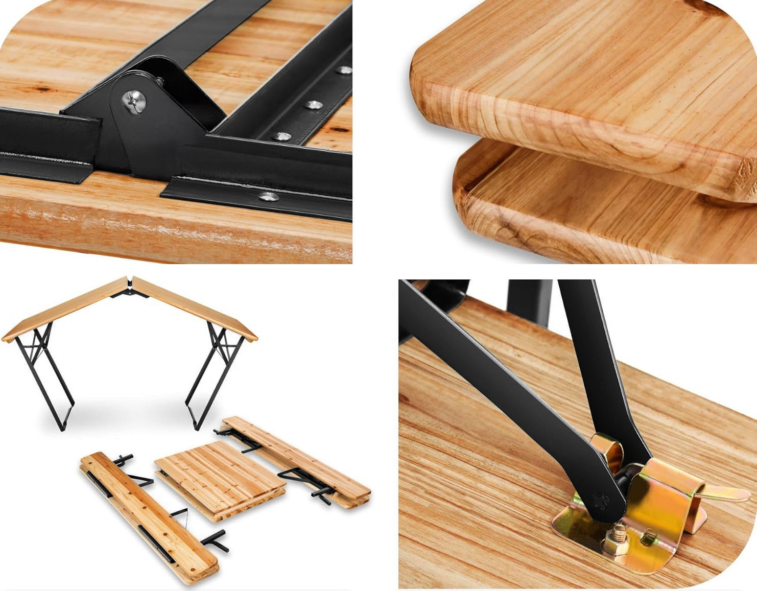 Zestaw ogrodowy stalowo-drewniany PORTER 170 cm stół+ 2 ławki - obrazek 6