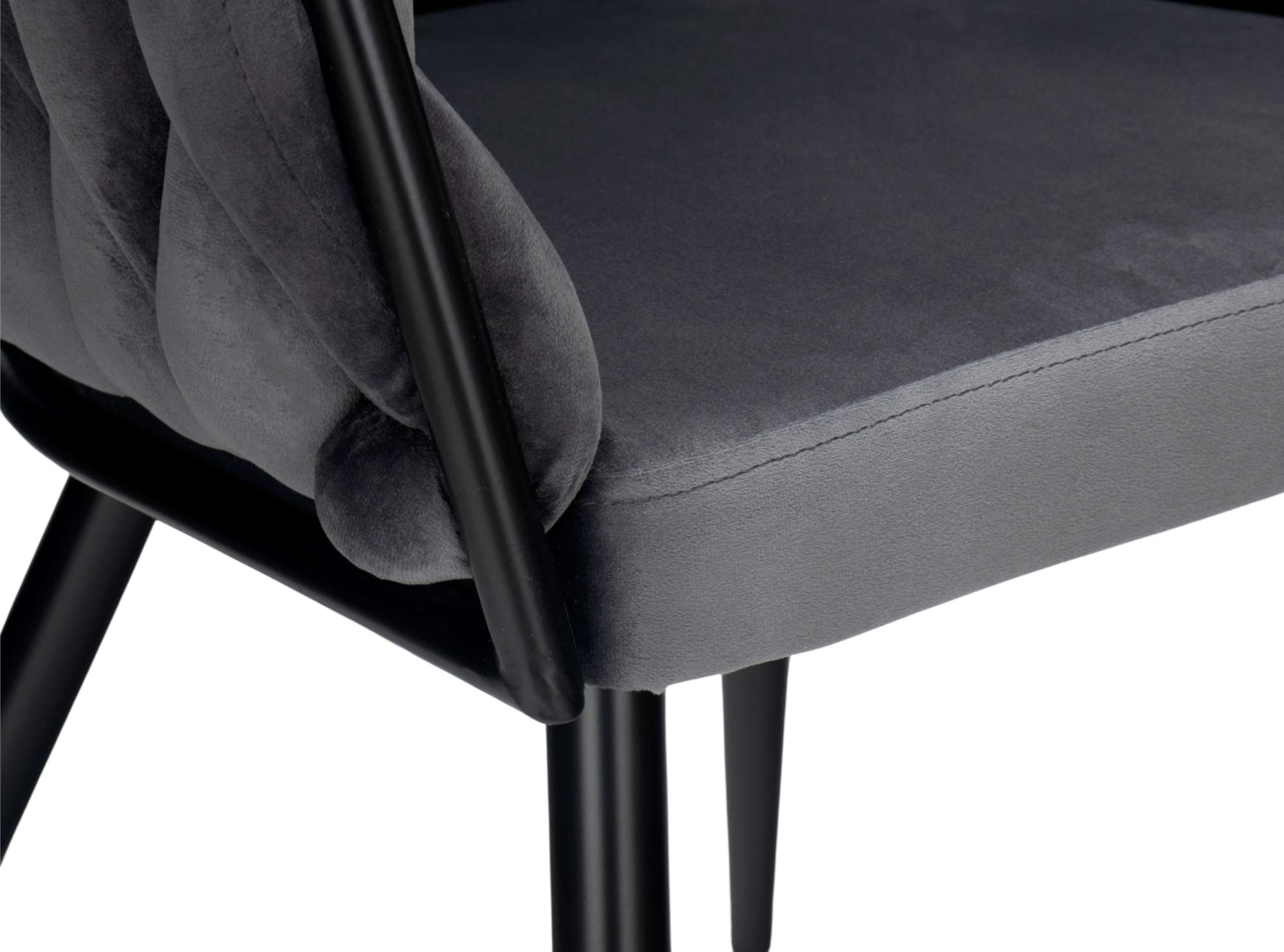 Krzesło welurowe plecione COFTON Black VELVET grafitowy - obrazek 8