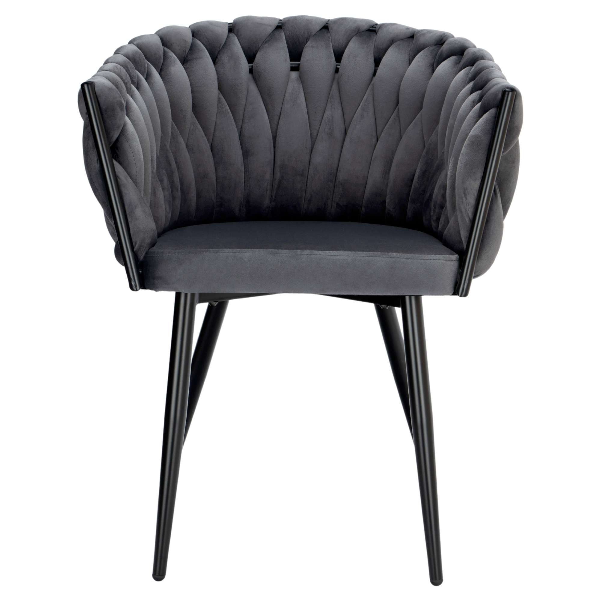 Krzesło welurowe plecione COFTON Black VELVET grafitowy - obrazek 5