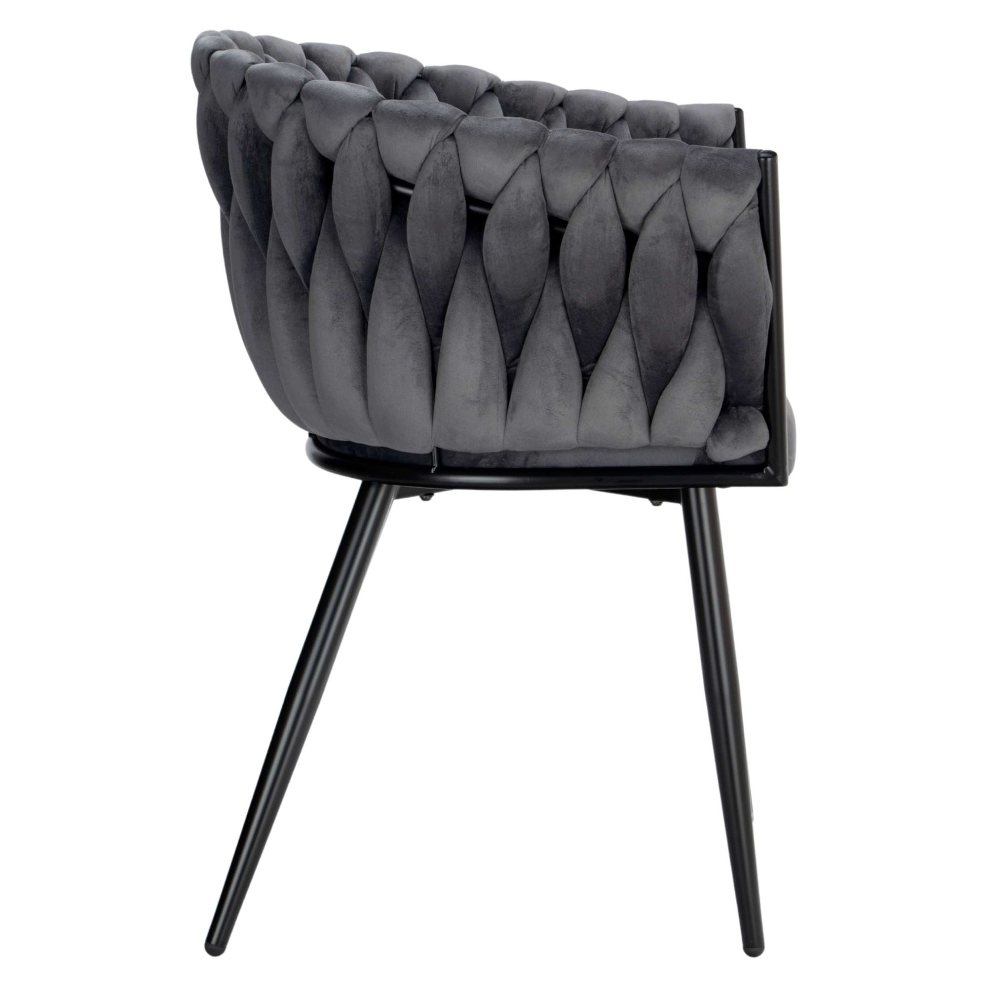 Krzesło welurowe plecione COFTON Black VELVET grafitowy - obrazek 6