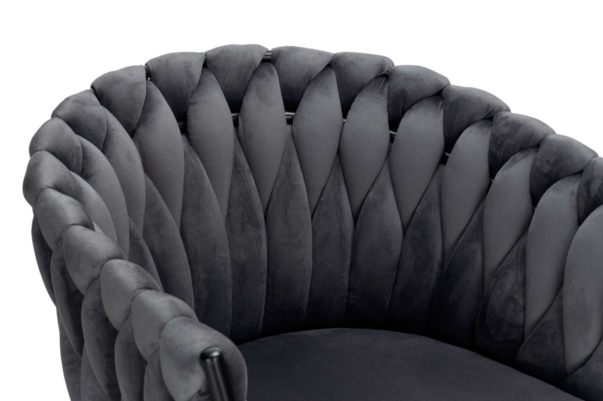 Krzesło welurowe plecione COFTON Black VELVET grafitowy - obrazek 9