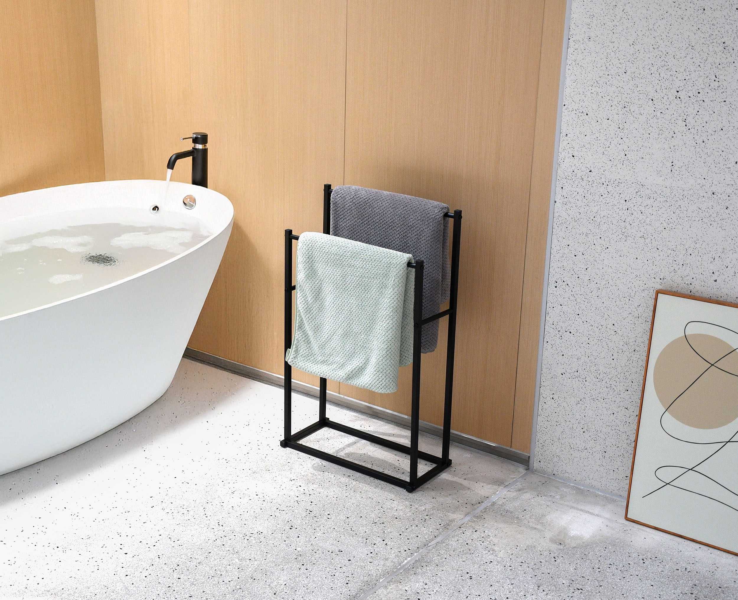 Stojak wieszak na ręczniki 2 ramiona TORMES czarny - obrazek 2