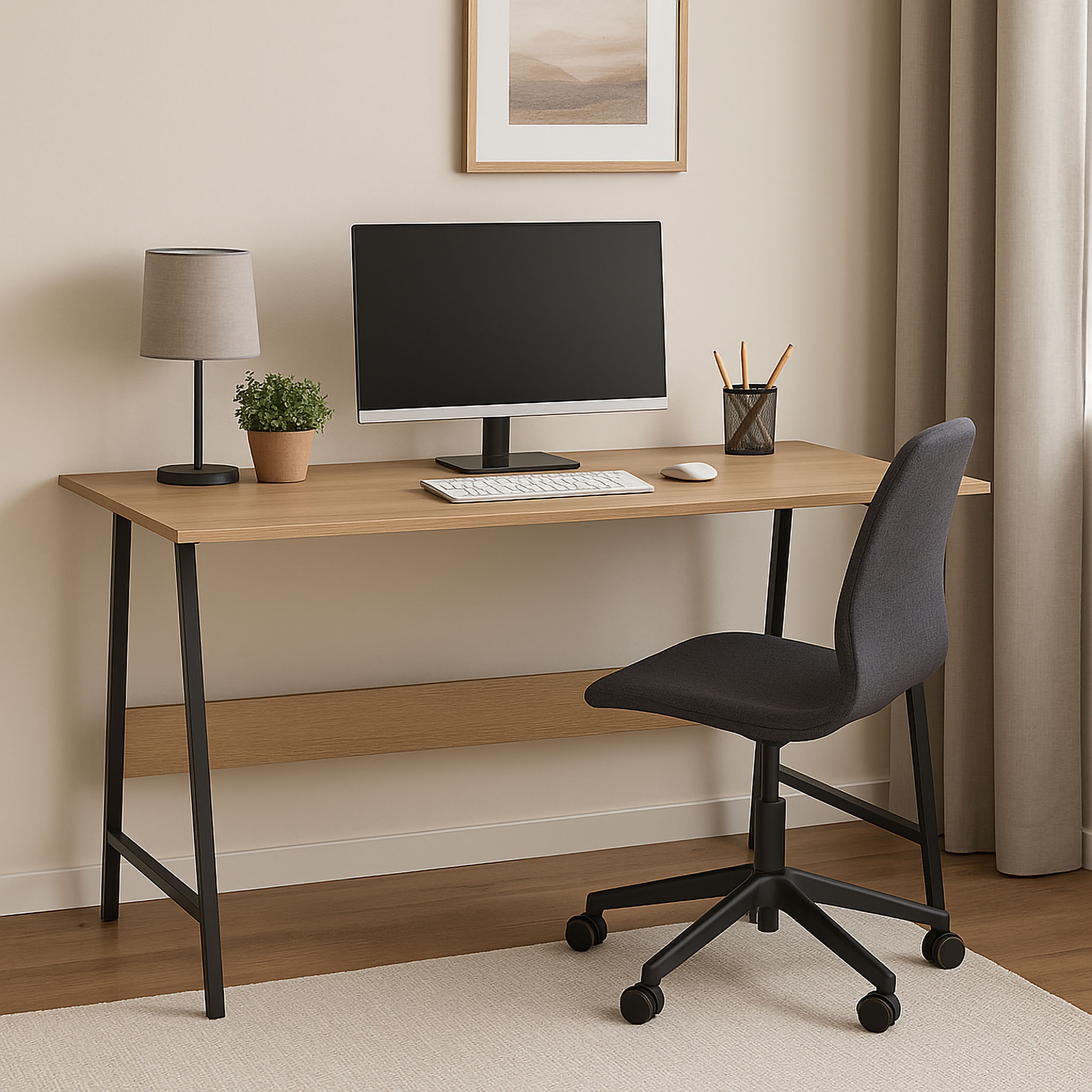 Biurko loftowe komputerowe GRENEN MODERN OAK - obrazek 2