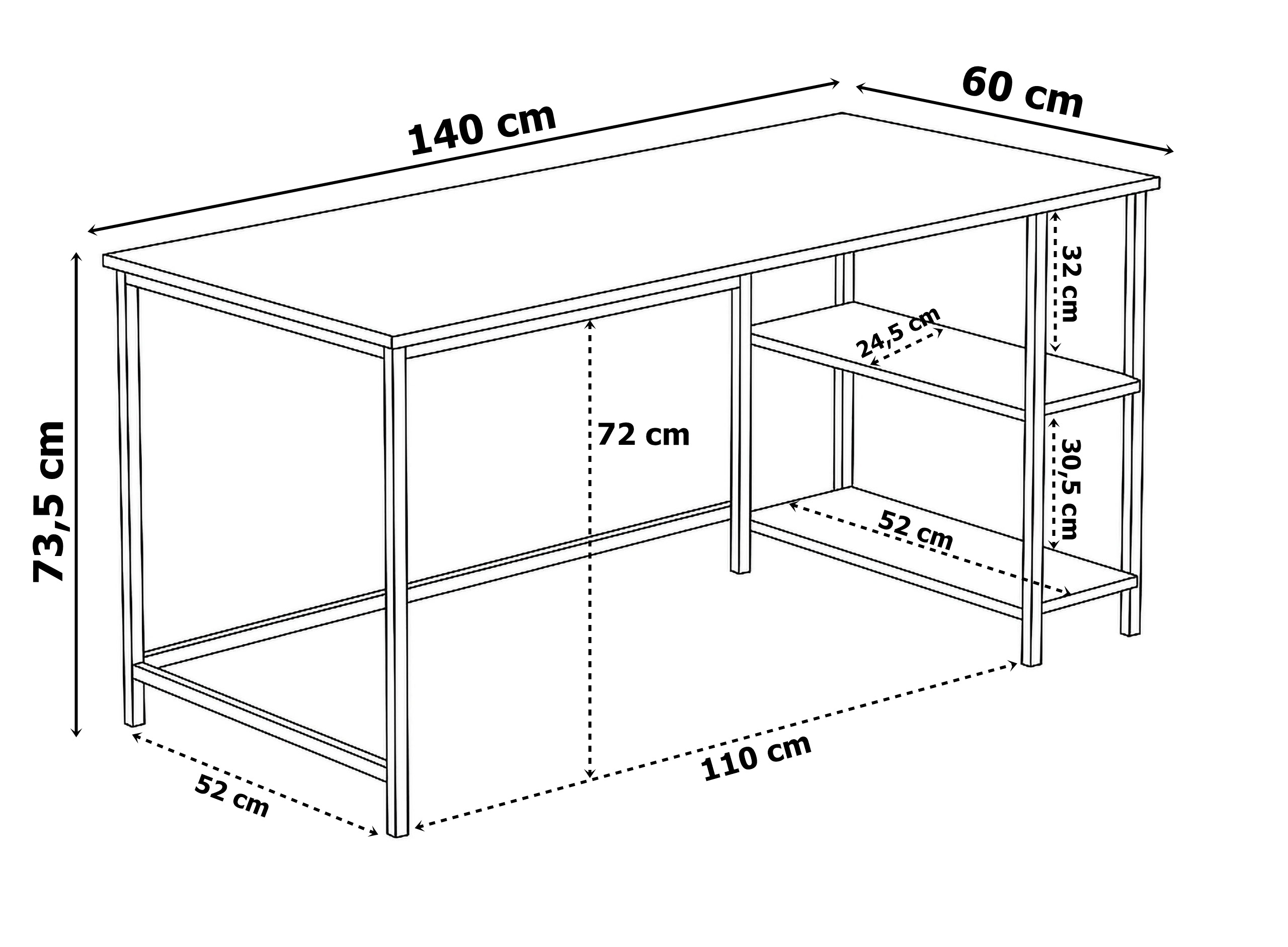 Biurko loftowe komputerowe FALUN MODERN OAK - obrazek 8