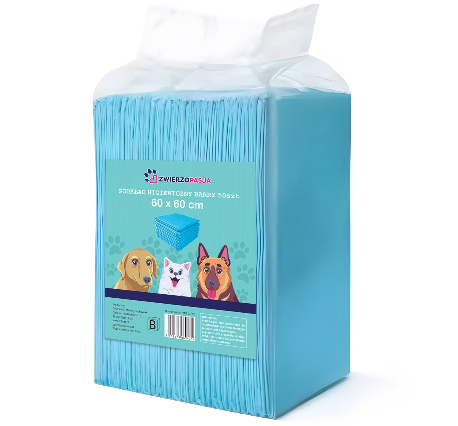 Podkłady higieniczne dla zwierząt BARRY 60x60 50 szt. - obrazek 7