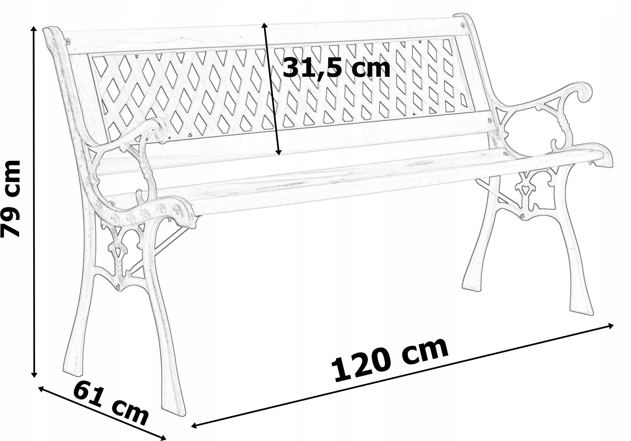 Ławka ogrodowa żeliwna KARO - obrazek 6