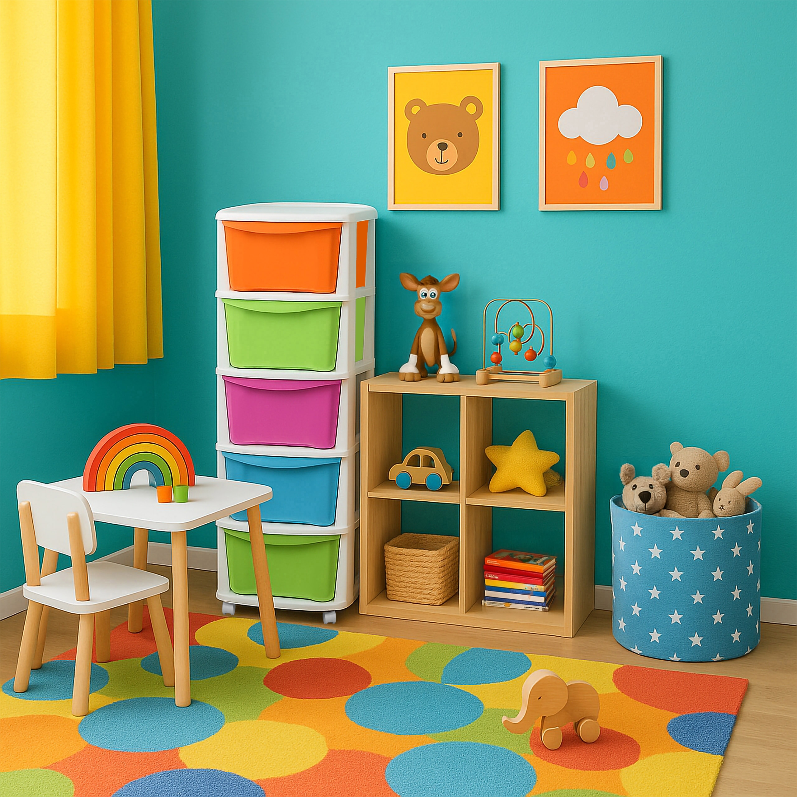 Pojemnik na zabawki 5 szuflad na kółkach - obrazek 2