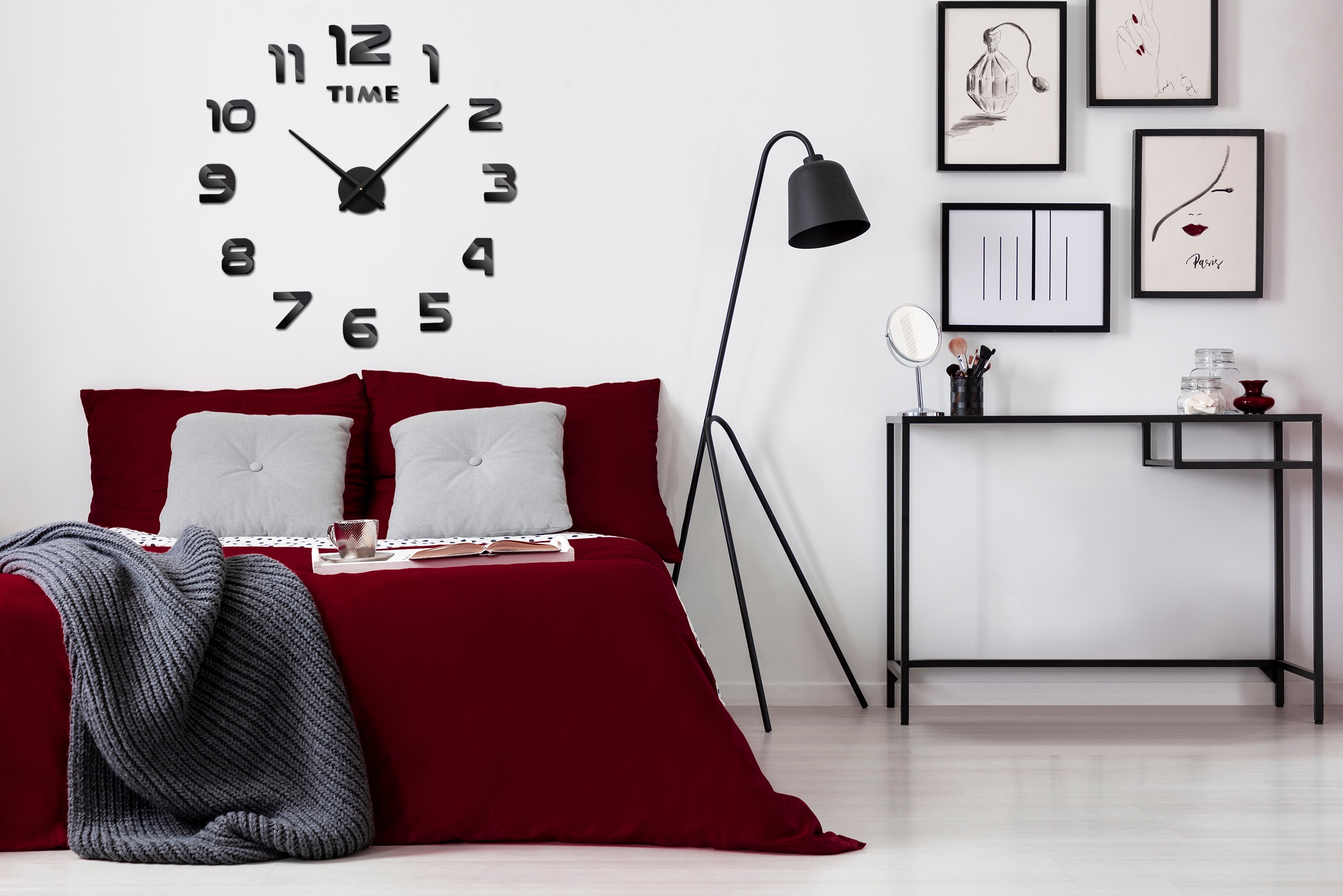 Zegar ścienny DIY NEPRI 65 - 130 cm - czarny 3D - obrazek 4